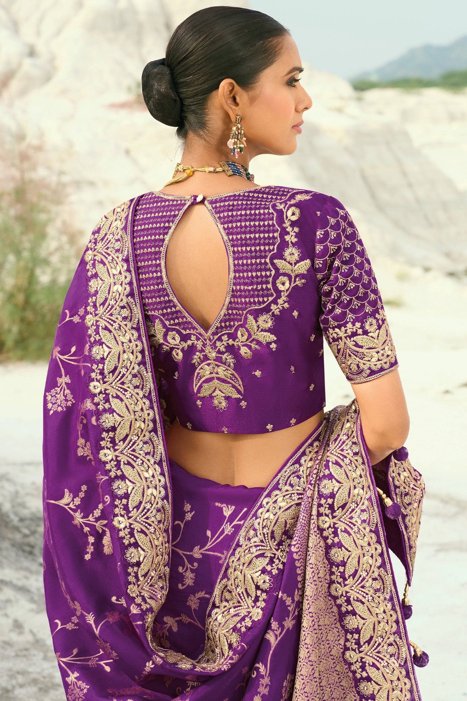 Purple Embroidered Dola Viscose Saree-SAR10822_3_SareeButa.com