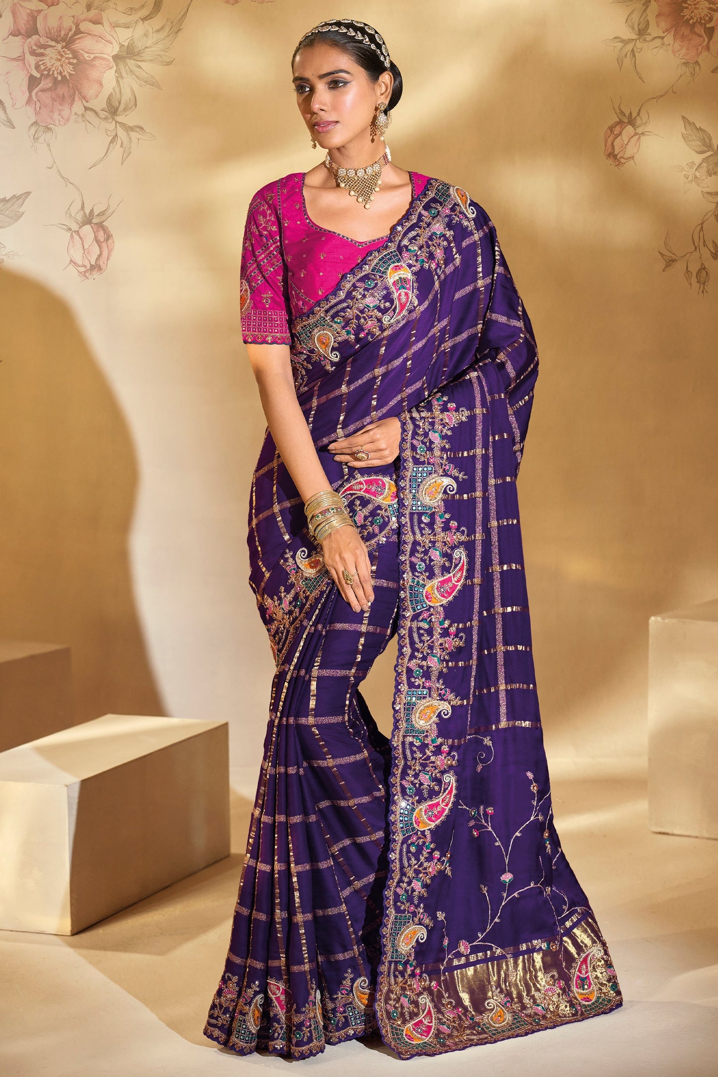 Purple Embroidered Gajji Silk Saree-SAR10611_1_SareeButa.com