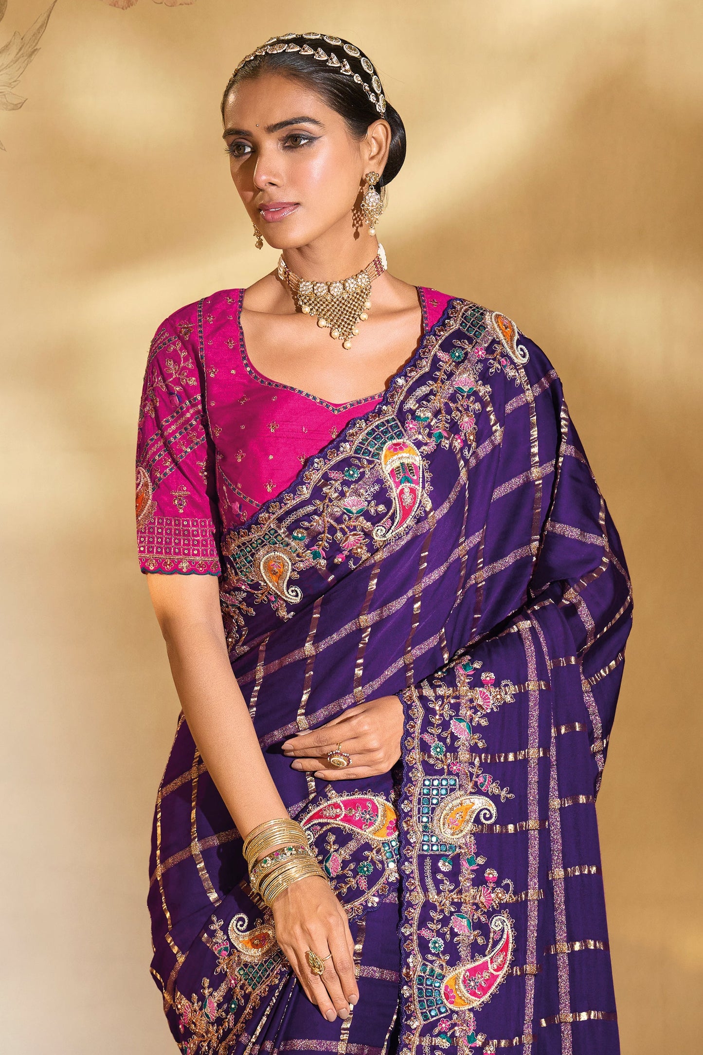 Purple Embroidered Gajji Silk Saree-SAR10611_4_SareeButa.com