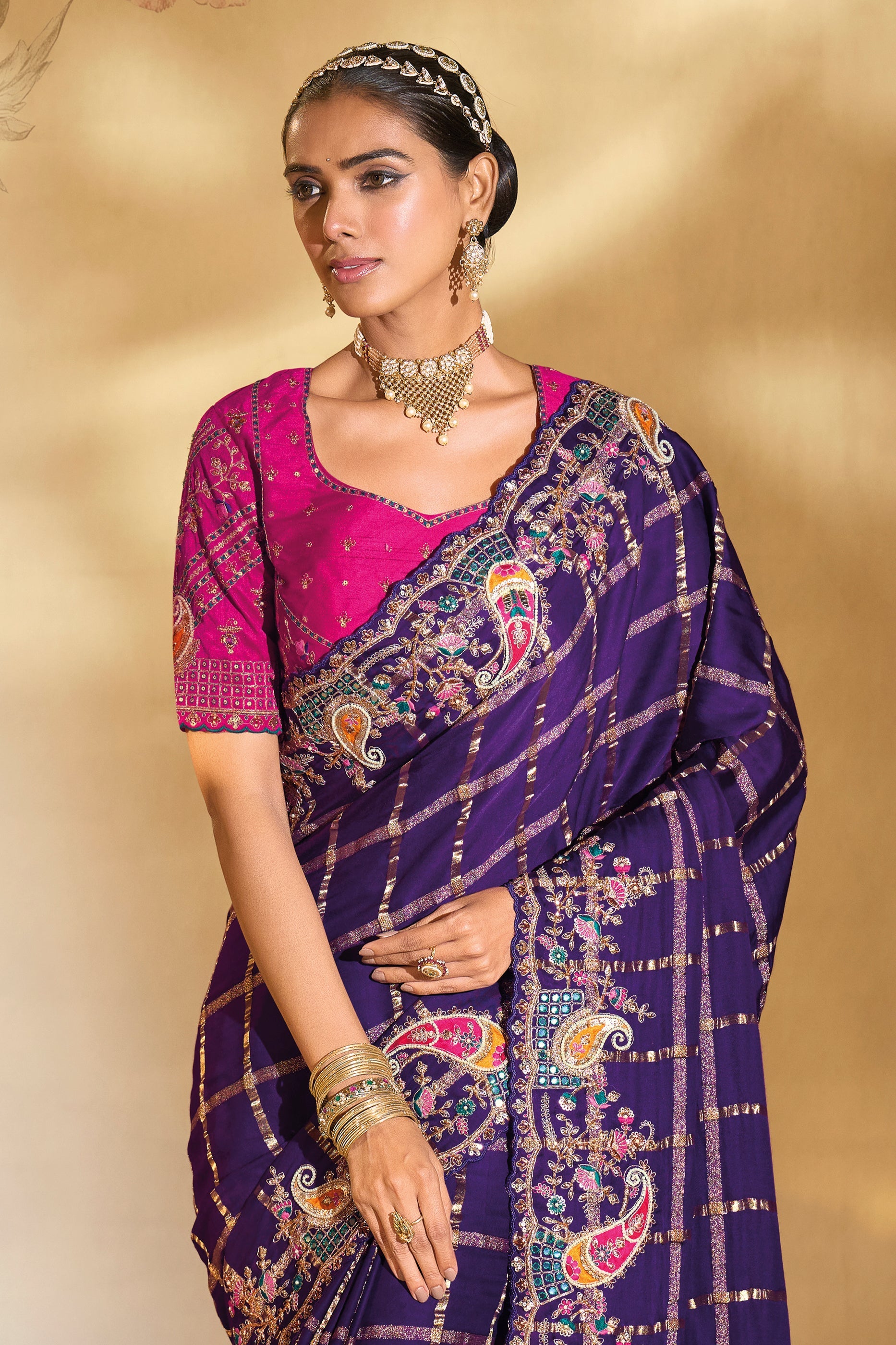 Purple Embroidered Gajji Silk Saree-SAR10611_4_SareeButa.com