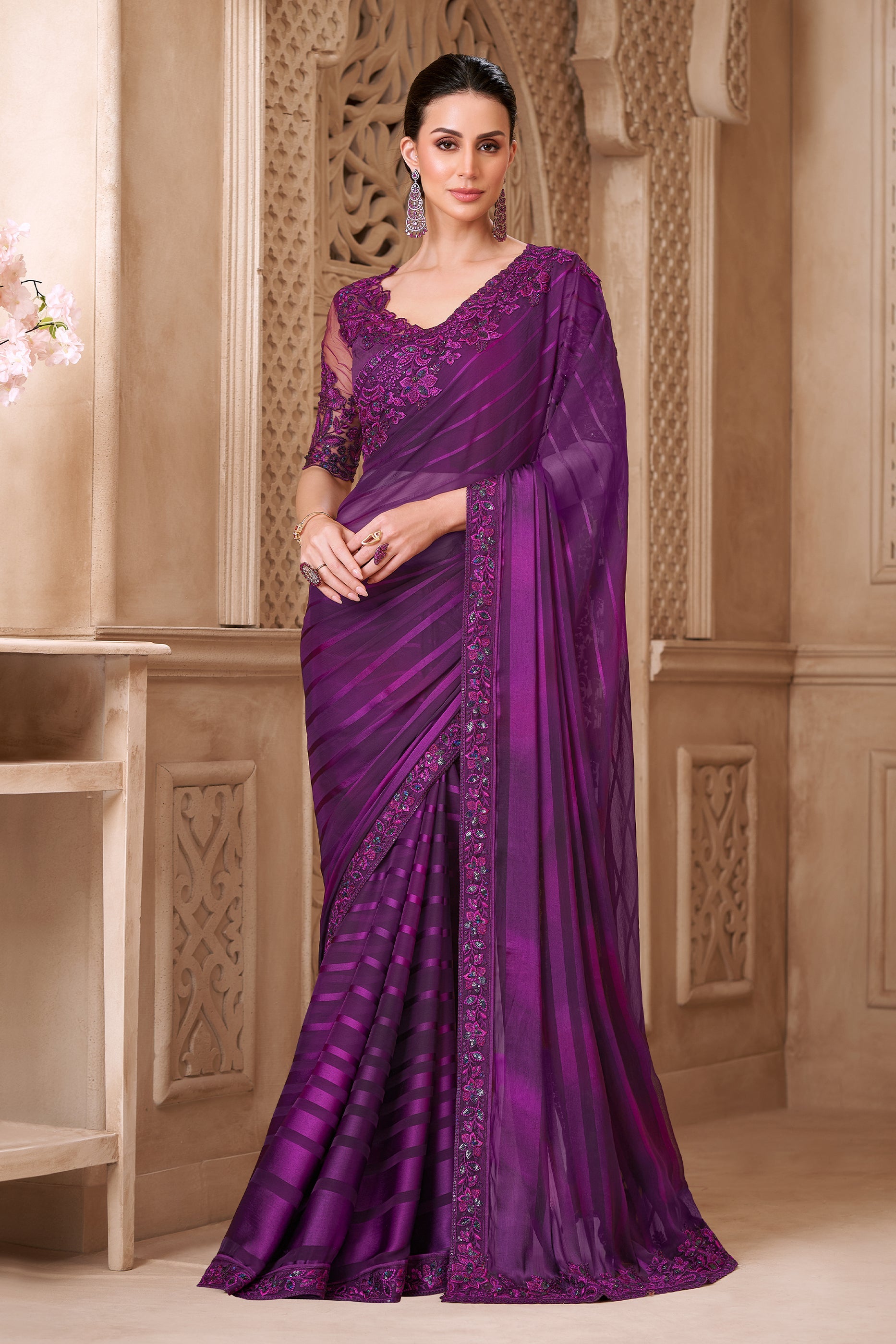 Purple Embroidered Georgette Saree-SAR10583_1_SareeButa.com