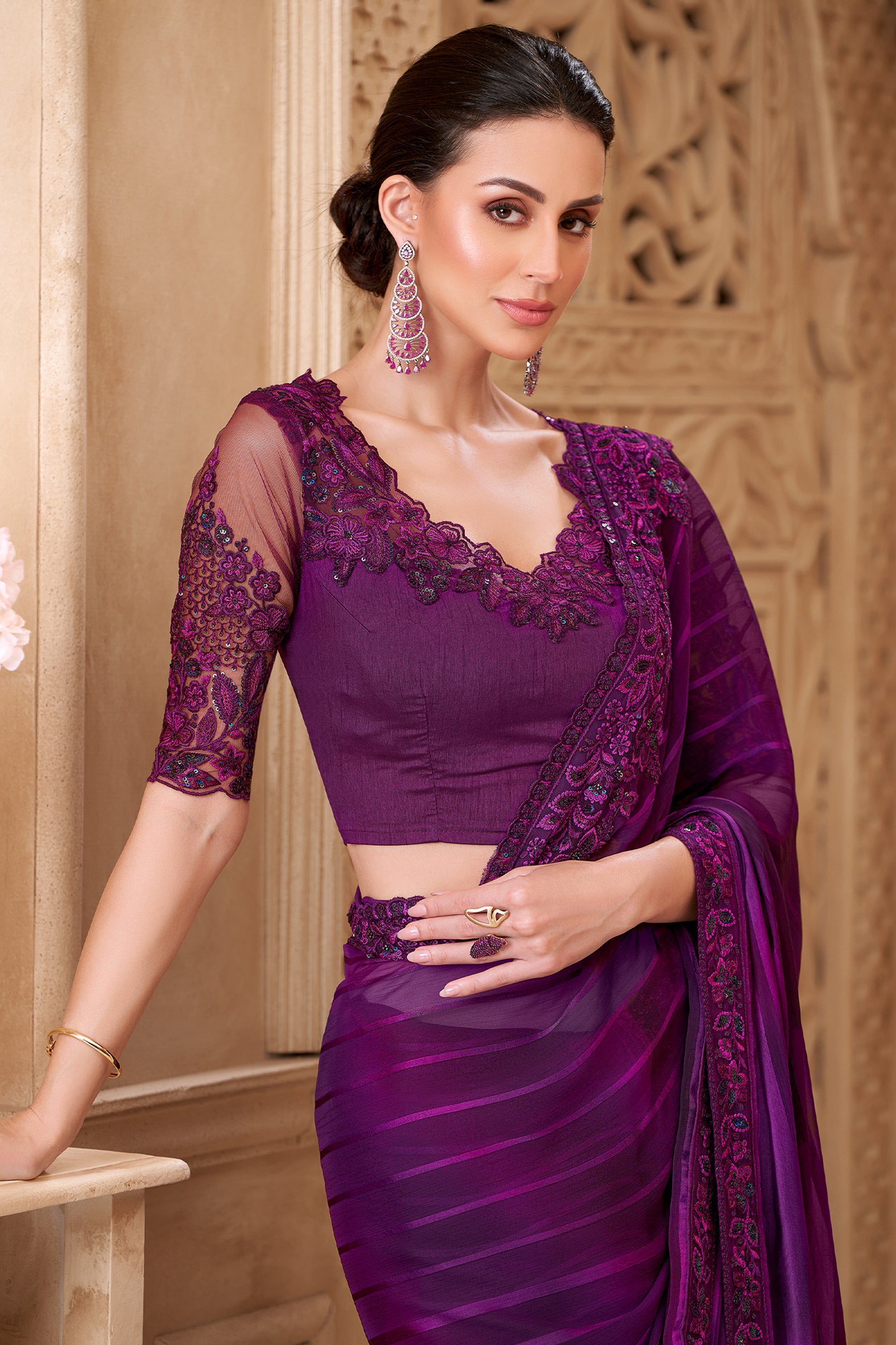 Purple Embroidered Georgette Saree-SAR10583_2_SareeButa.com