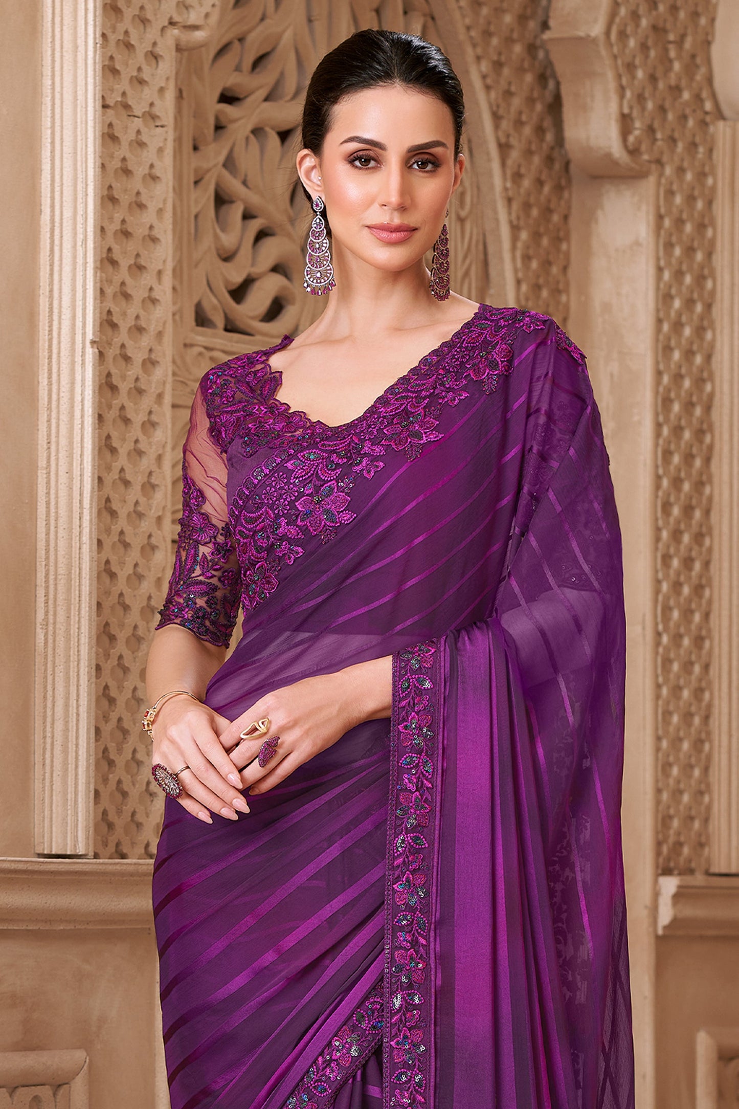 Purple Embroidered Georgette Saree-SAR10583_3_SareeButa.com