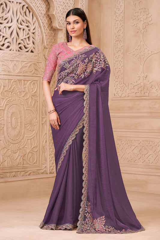 Purple Embroidered Georgette Saree-SAR10592_1_SareeButa.com