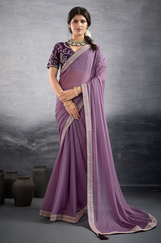 Purple Embroidered Georgette Saree-SAR10601_1_SareeButa.com