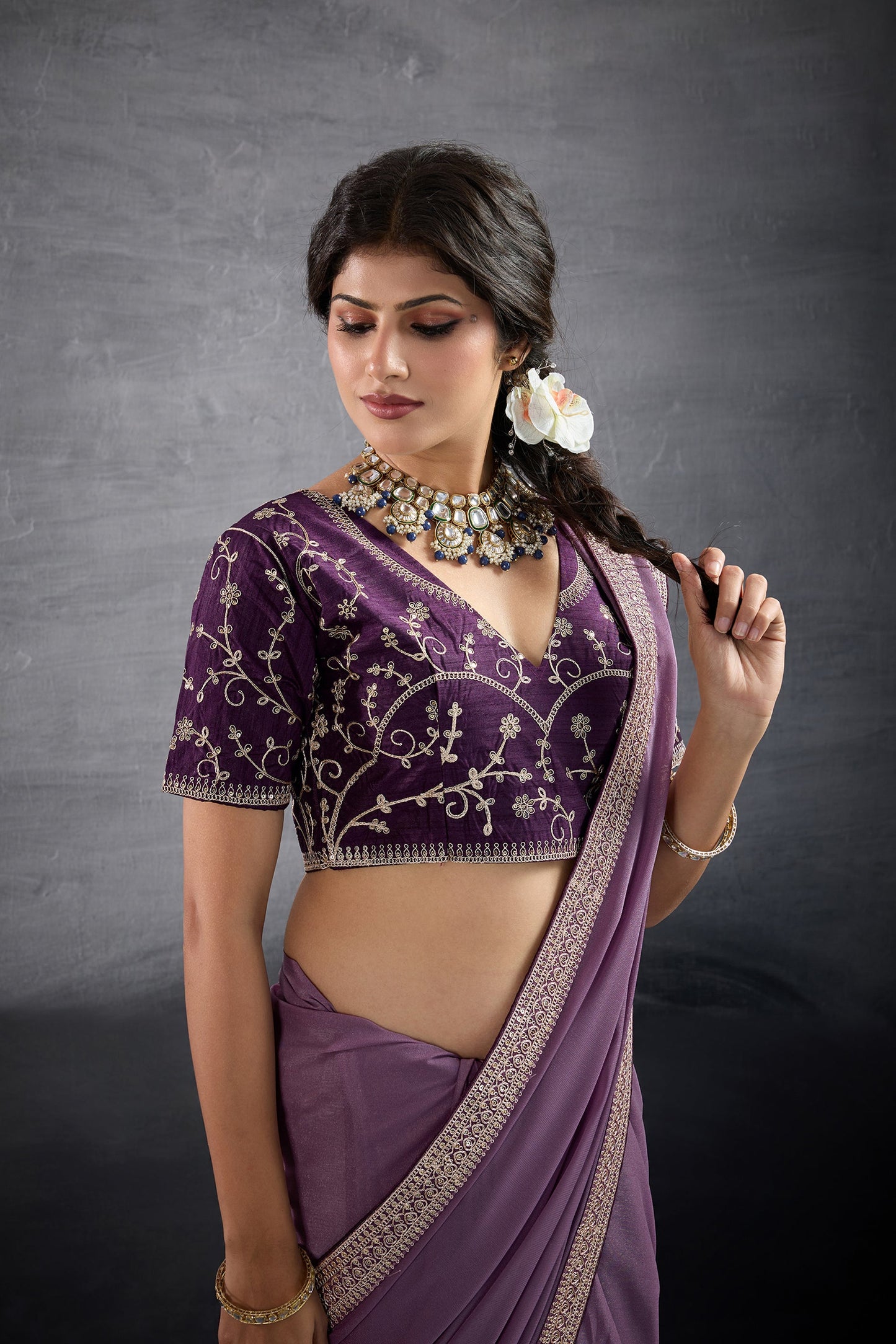 Purple Embroidered Georgette Saree-SAR10601_3_SareeButa.com