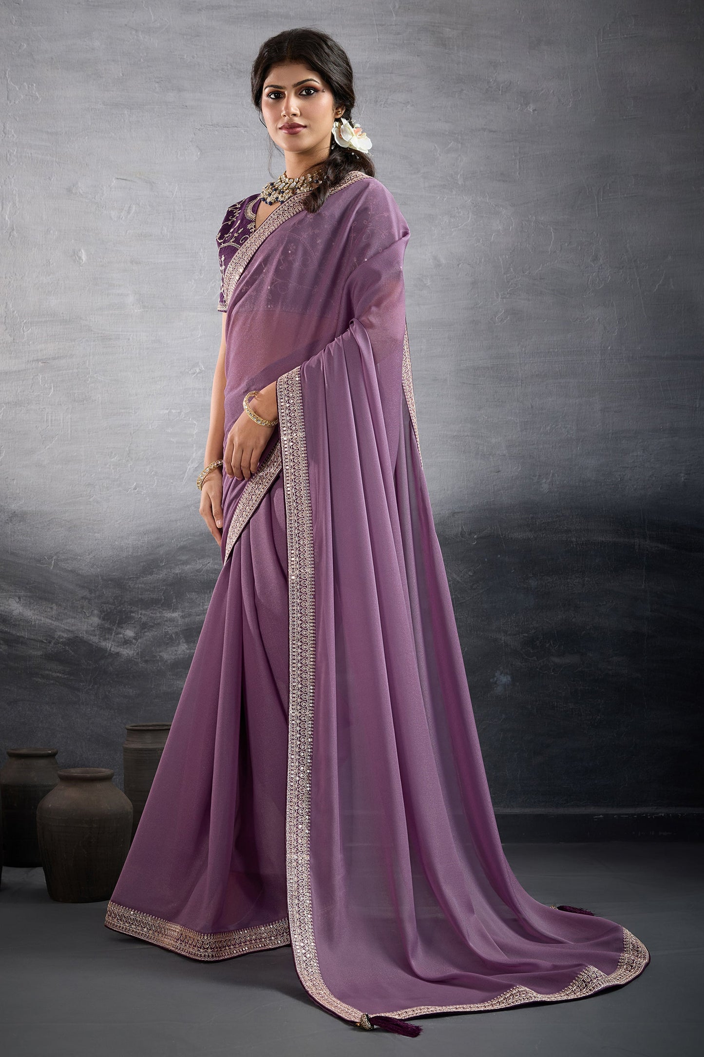 Purple Embroidered Georgette Saree-SAR10601_4_SareeButa.com