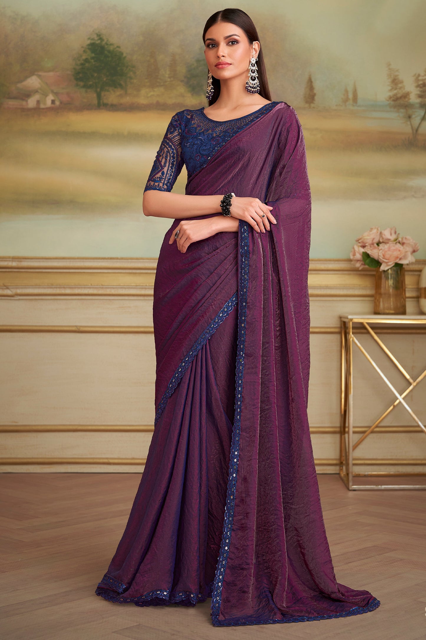 Purple Embroidered Georgette Saree-SAR10846_1_SareeButa.com