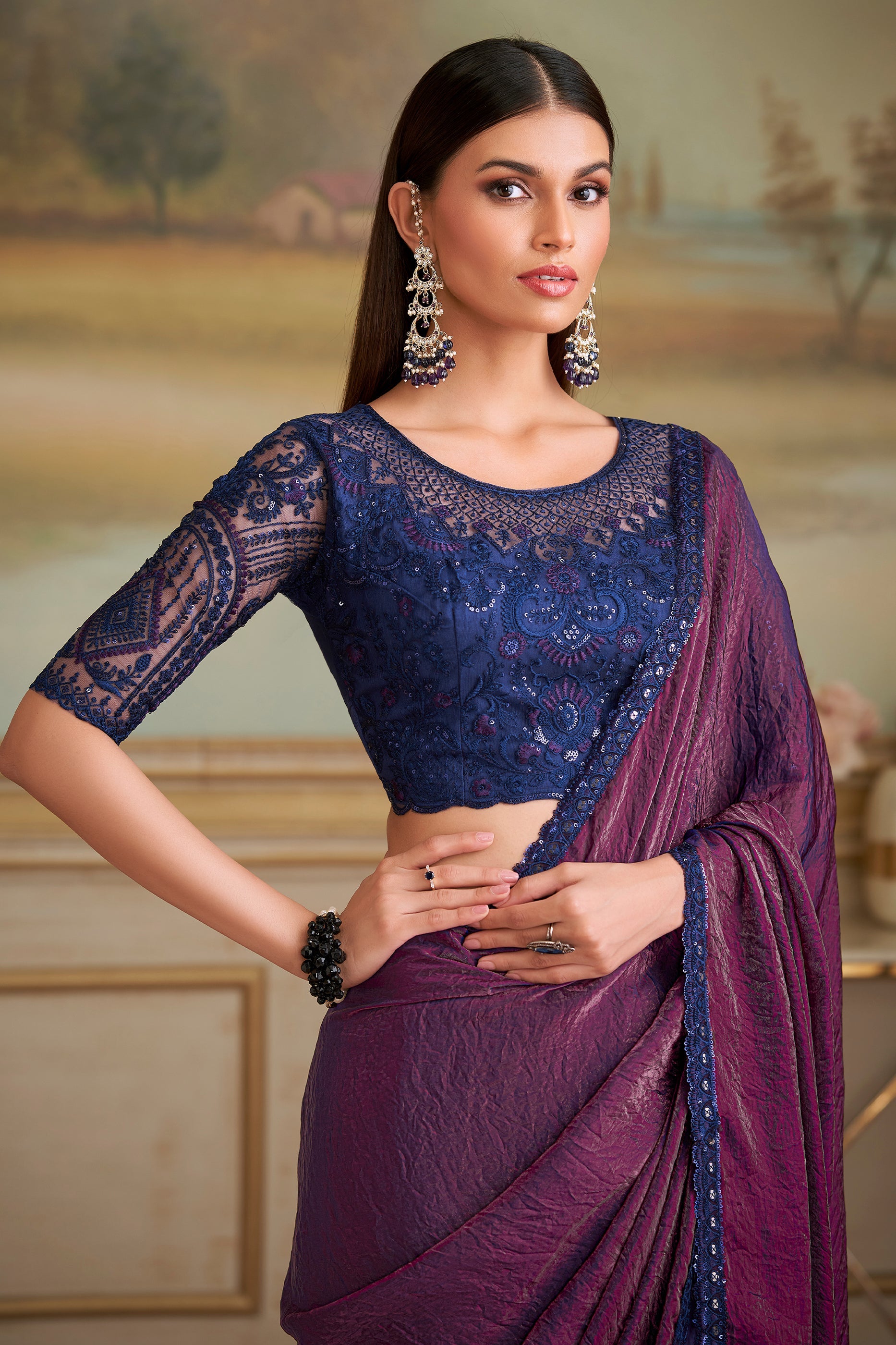 Purple Embroidered Georgette Saree-SAR10846_2_SareeButa.com