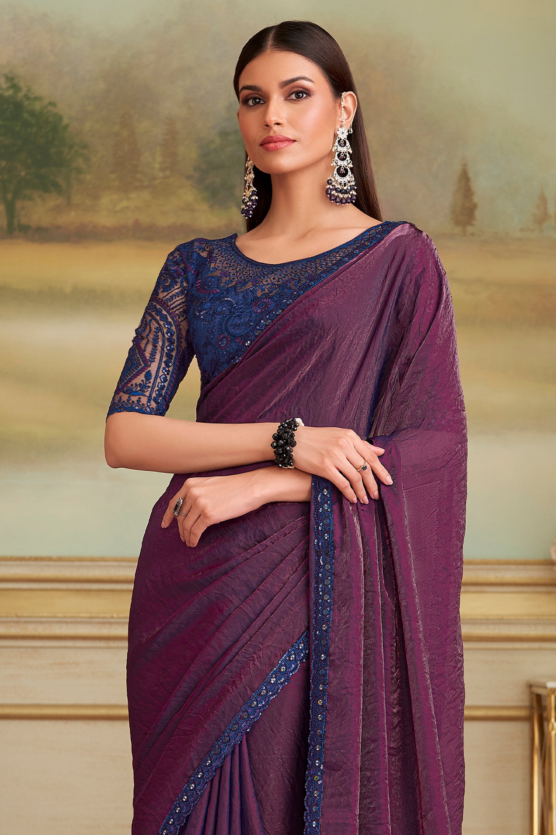 Purple Embroidered Georgette Saree-SAR10846_3_SareeButa.com