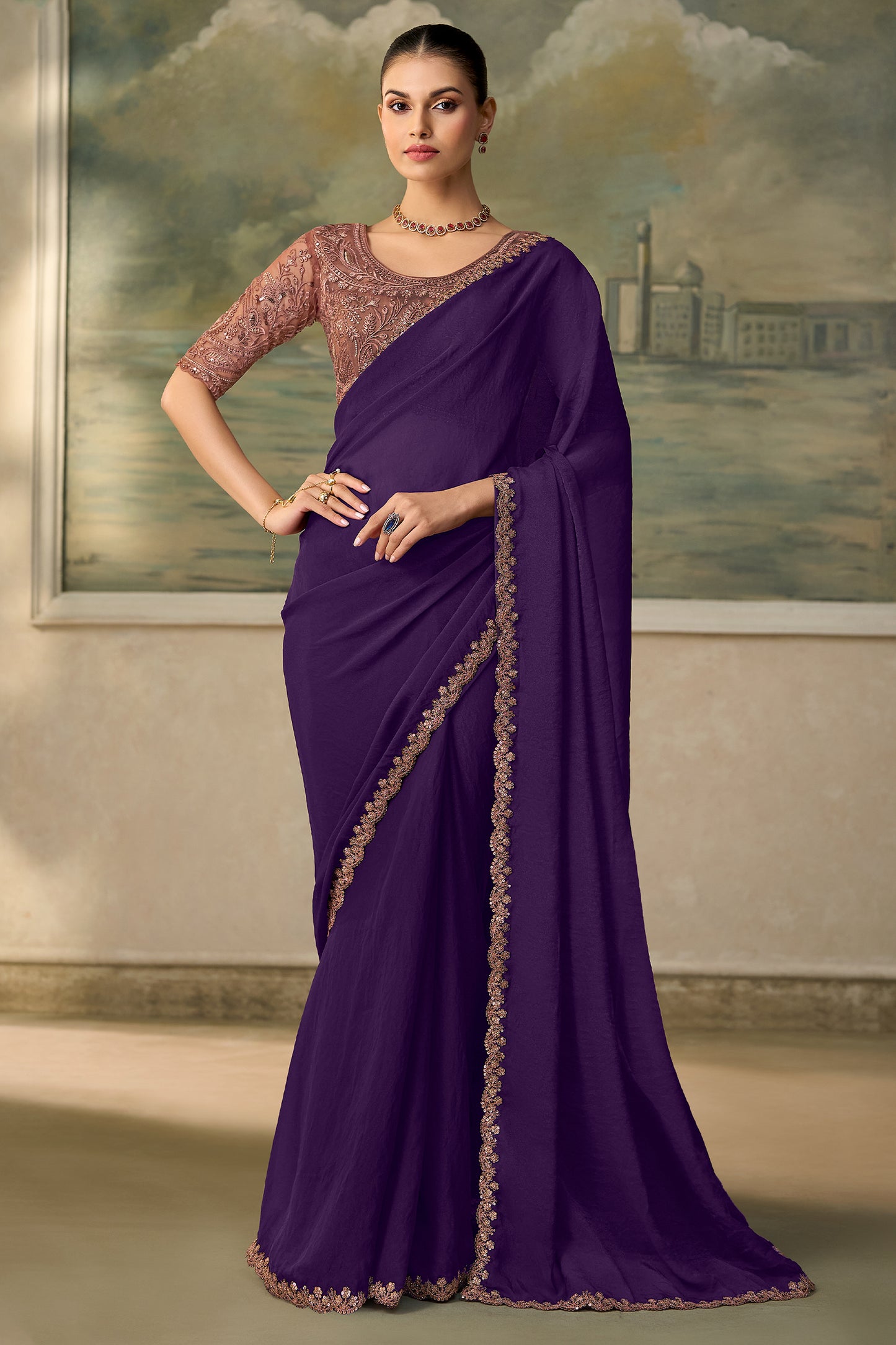 Purple Embroidered Georgette Saree-SAR13182_1_SareeButa.com