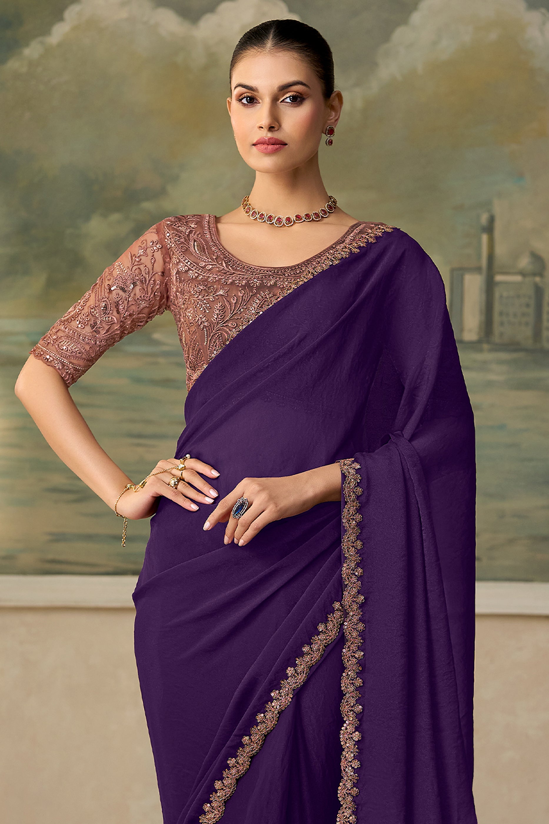 Purple Embroidered Georgette Saree-SAR13182_5_SareeButa.com