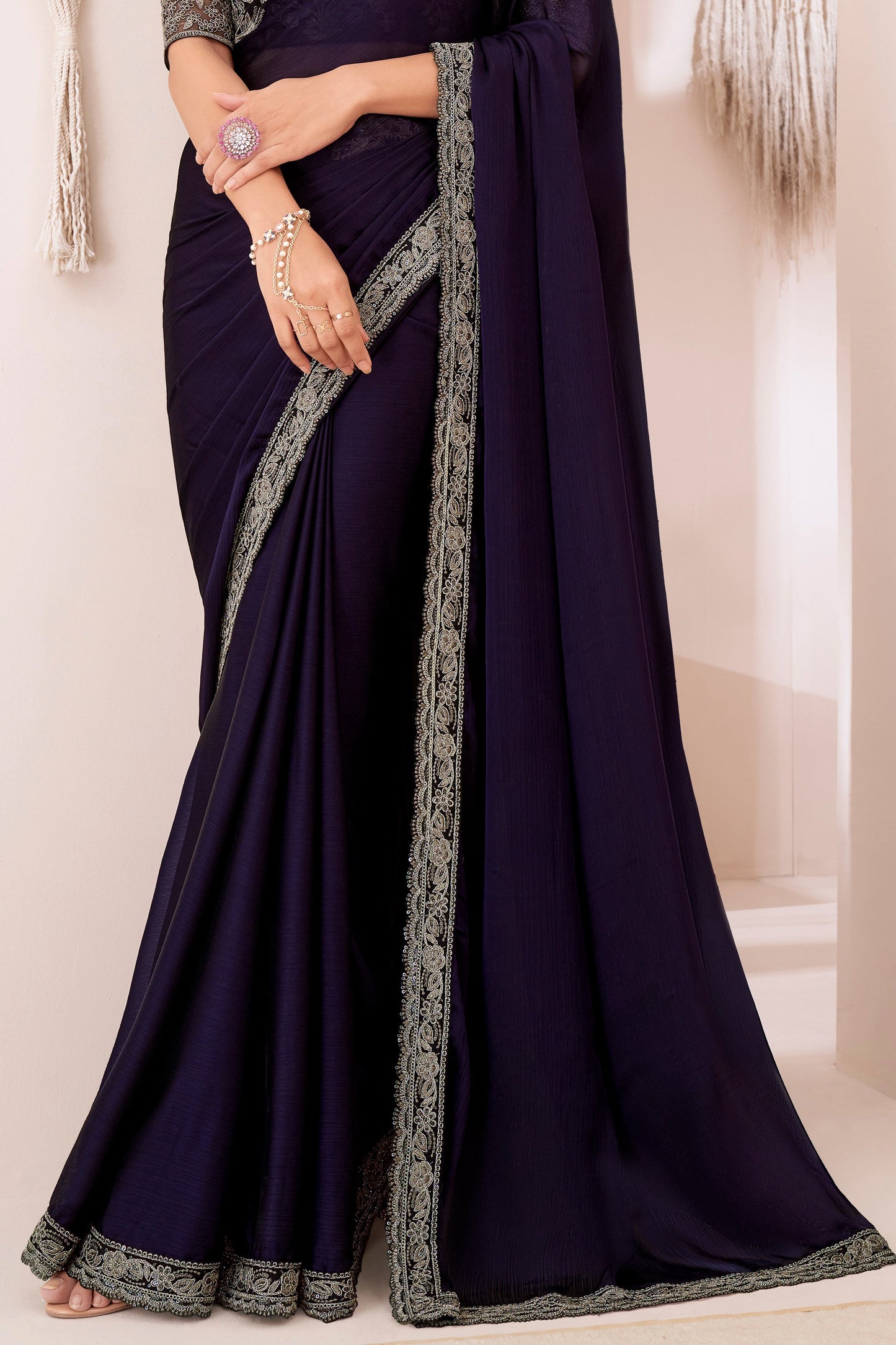 Purple Embroidered Georgette Saree-ZB132156_4