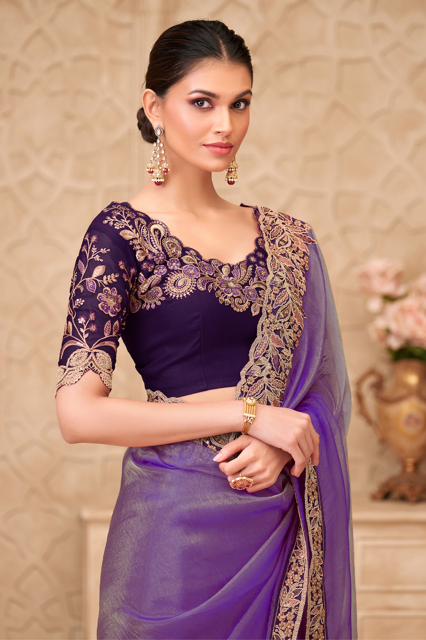 Purple Embroidered Georgette Silk Saree-SAR12480_2_SareeButa.com