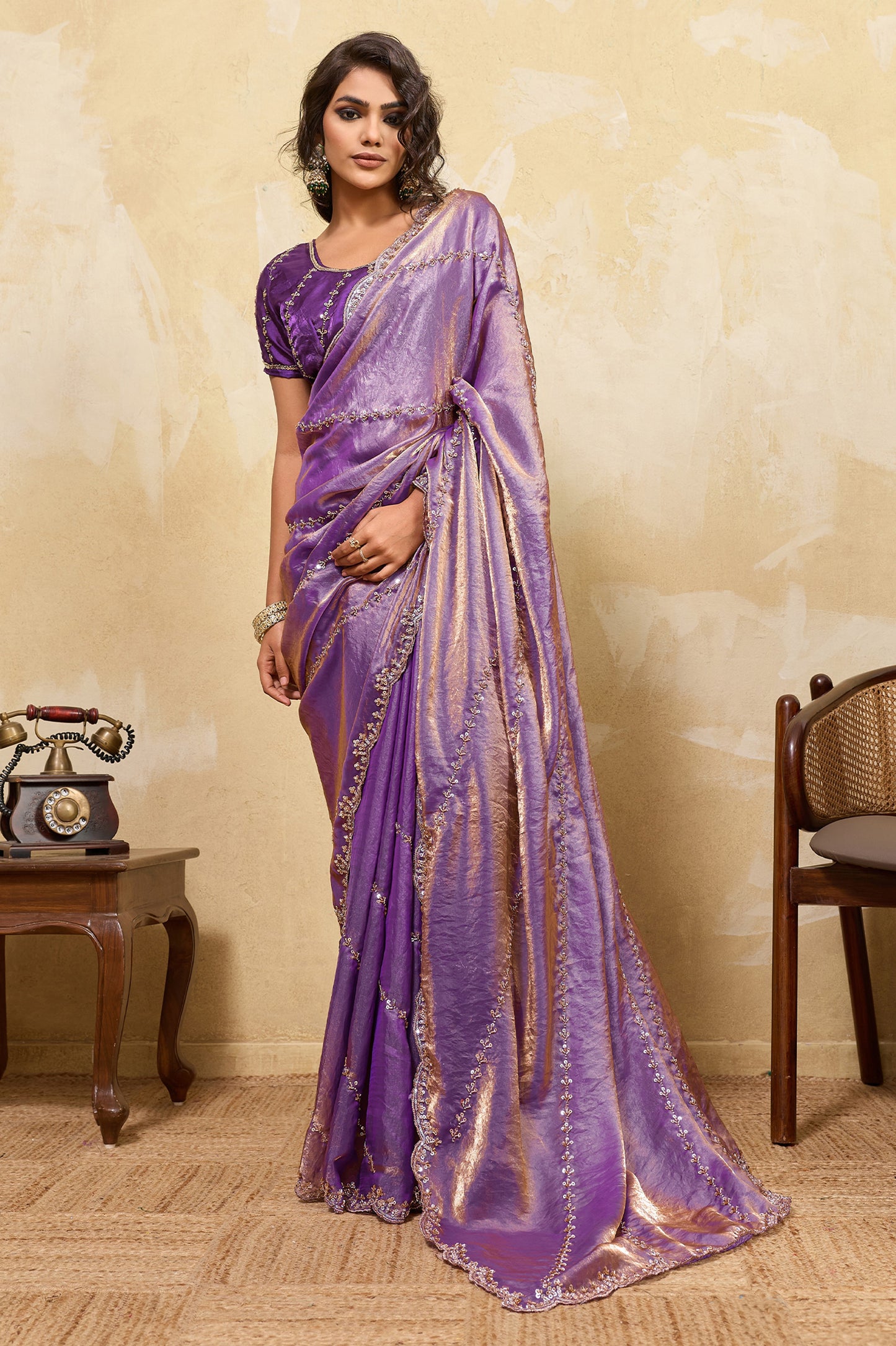 Purple Embroidered Metallic Satin Saree-SAR12528_1_SareeButa.com