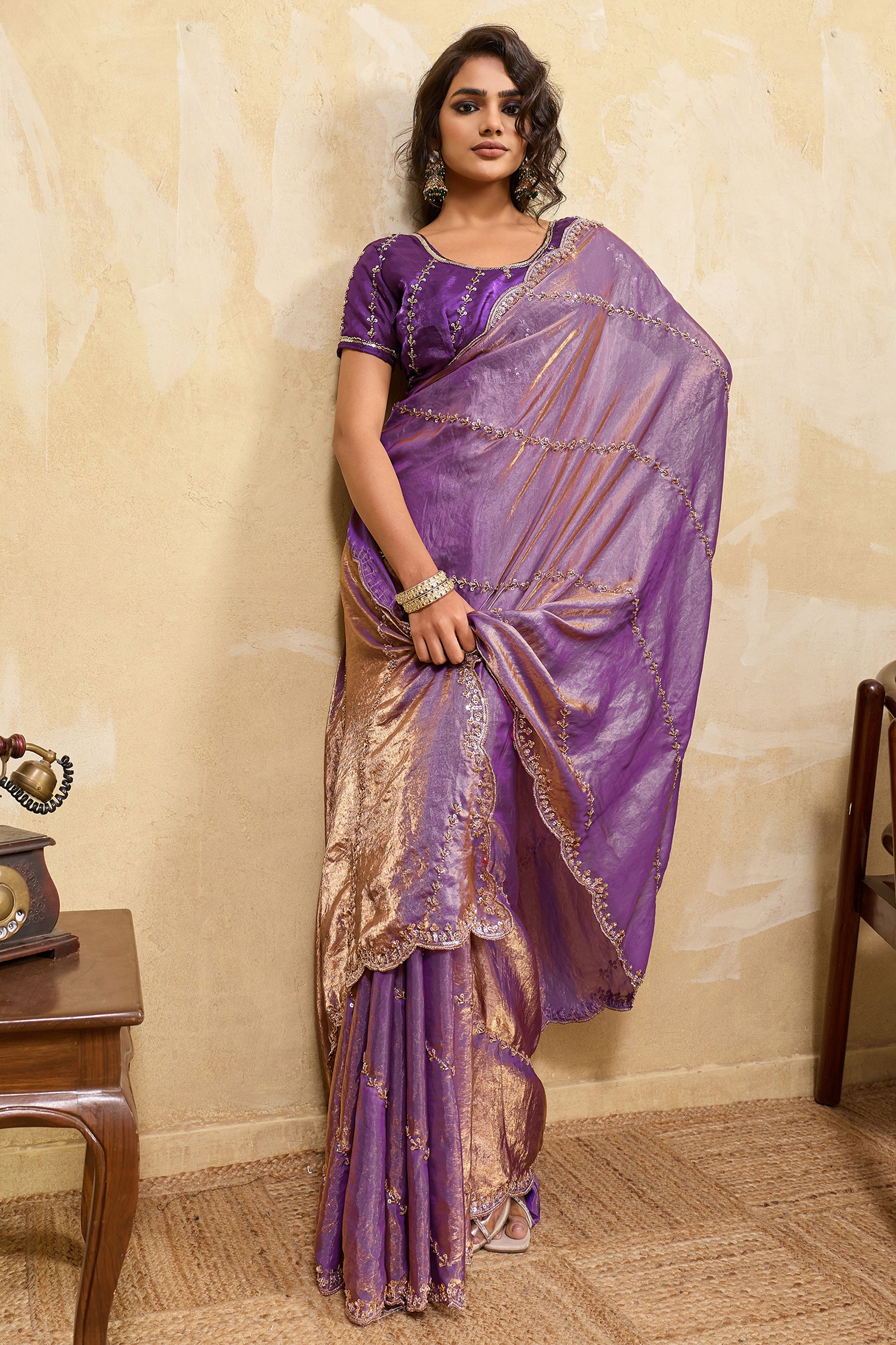 Purple Embroidered Metallic Satin Saree-SAR12528_3_SareeButa.com