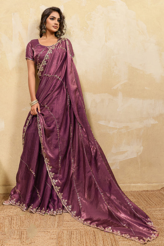 Purple Embroidered Metallic Satin Saree-SAR12531_1_SareeButa.com