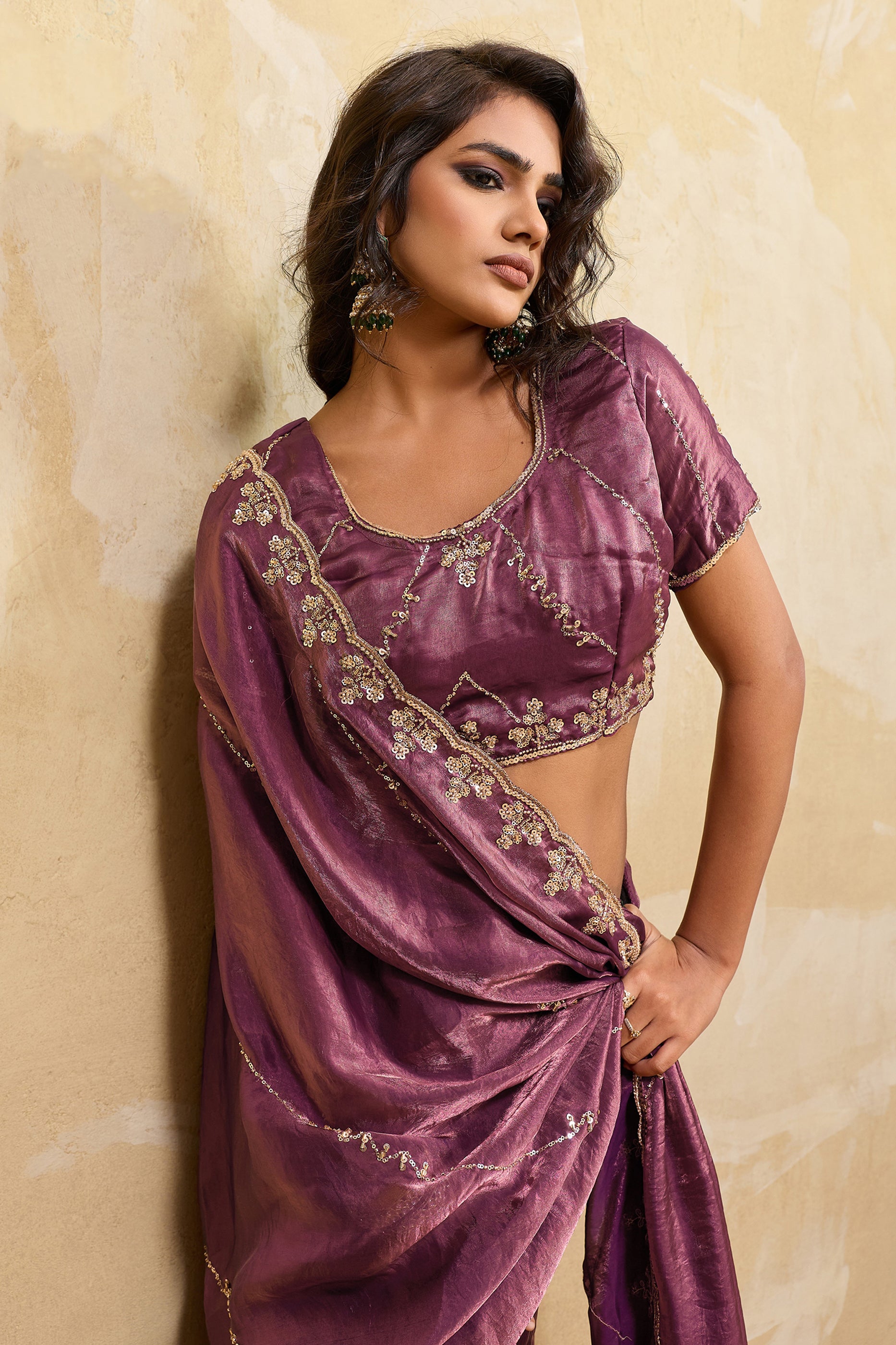 Purple Embroidered Metallic Satin Saree-SAR12531_2_SareeButa.com