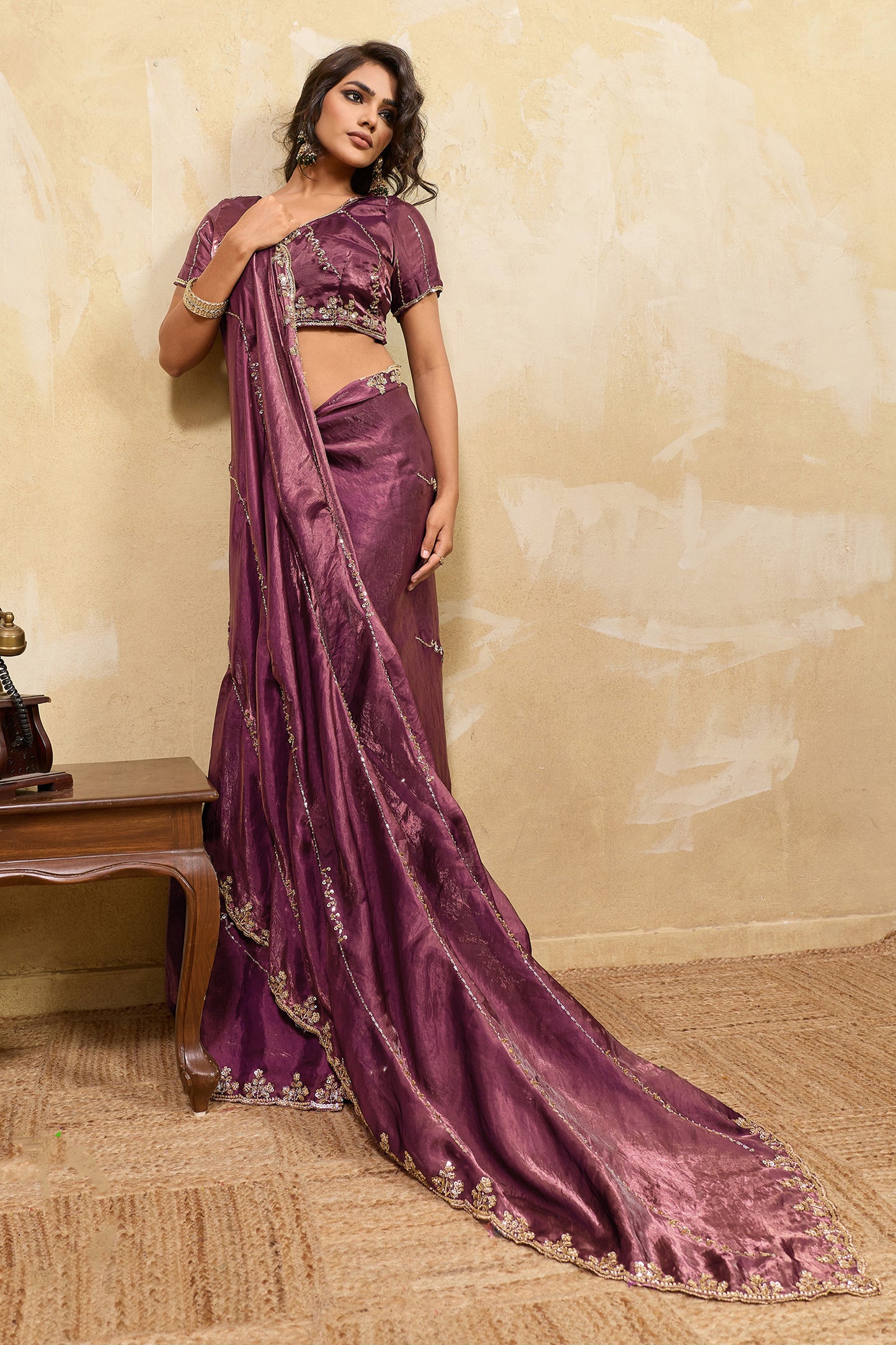 Purple Embroidered Metallic Satin Saree-SAR12531_4_SareeButa.com