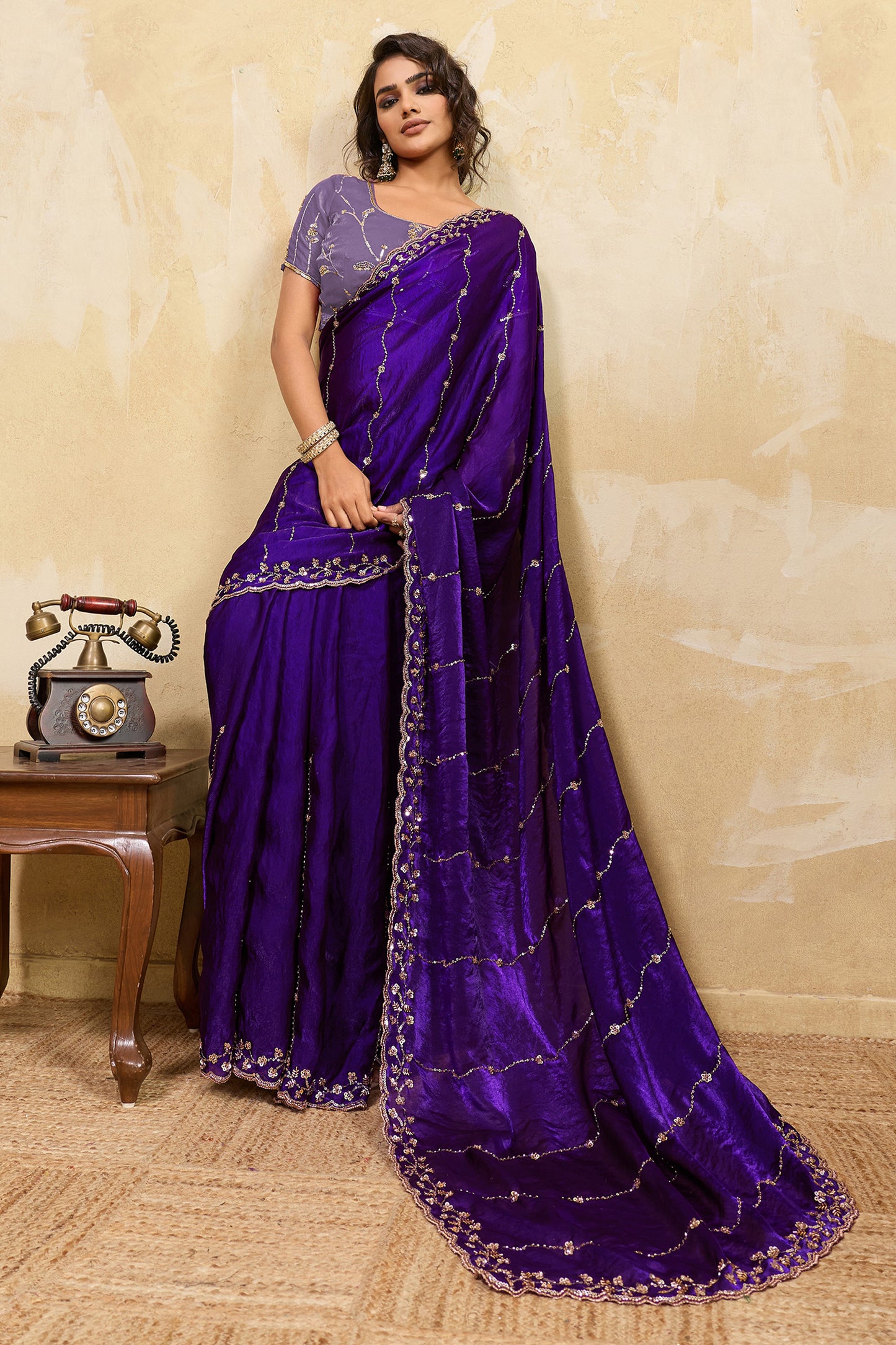 Purple Embroidered Metallic Satin Saree-SAR12533_3_SareeButa.com