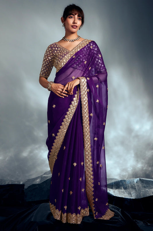 Purple Embroidered Organza Silk Saree-SAR10213_1_SareeButa.com