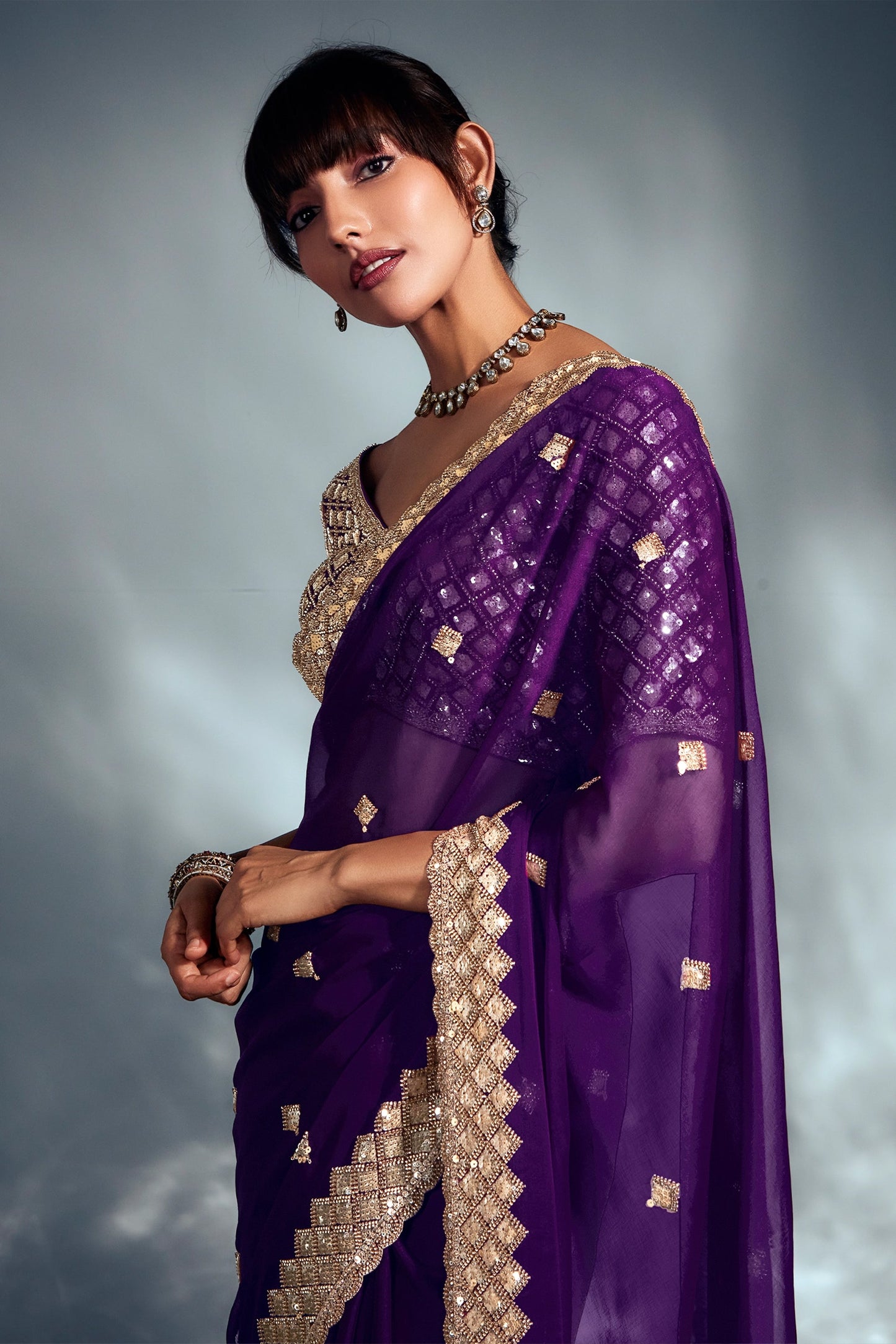 Purple Embroidered Organza Silk Saree-SAR10213_4_SareeButa.com