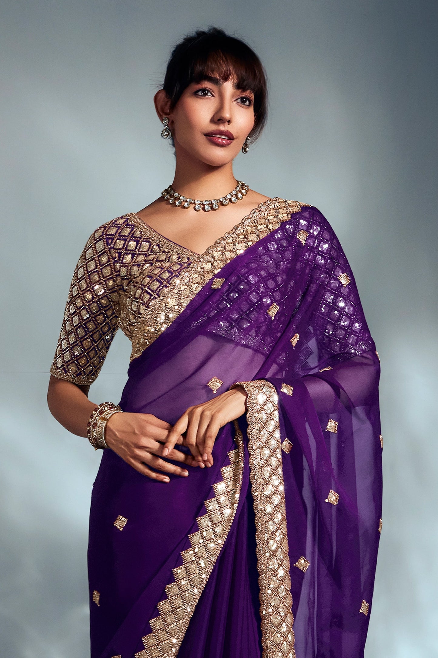 Purple Embroidered Organza Silk Saree-SAR10213_5_SareeButa.com