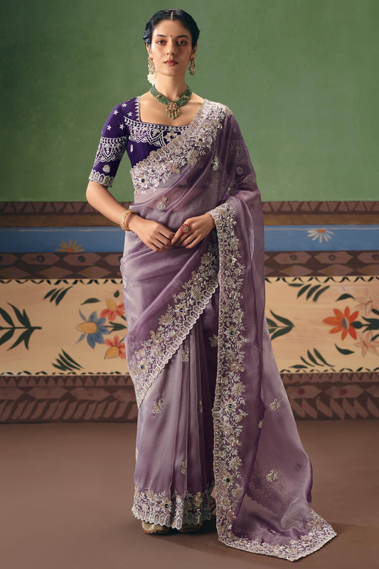 Purple Embroidered Organza Silk Saree-SAR12253_1_SareeButa.com