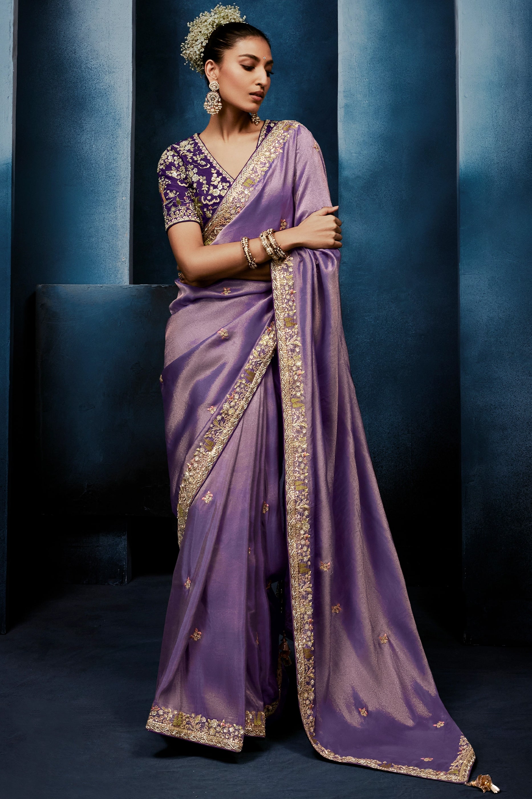 Purple Embroidered Organza Silk Saree-SAR12604_1_SareeButa.com