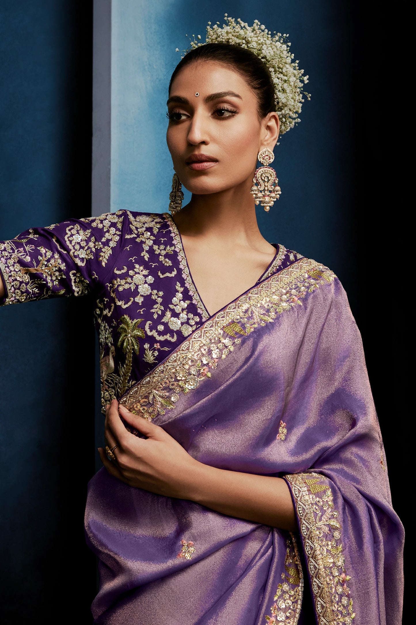 Purple Embroidered Organza Silk Saree-SAR12604_2_SareeButa.com