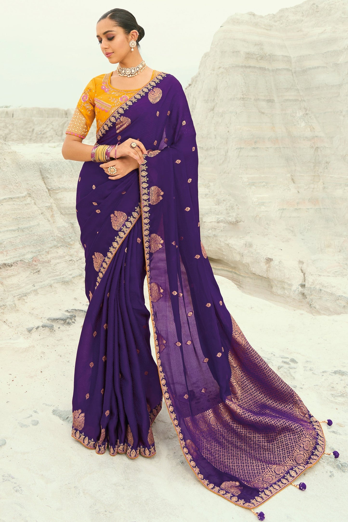 Purple Embroidered Organza Viscose Satin Saree-SAR10819_1_SareeButa.com
