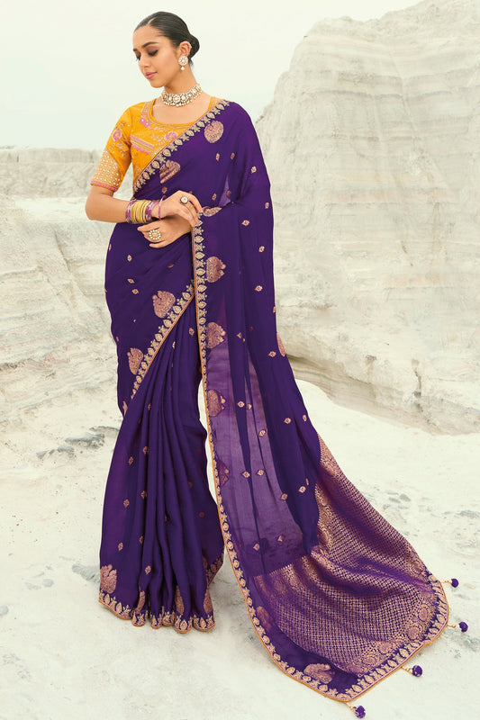 Purple Embroidered Organza Viscose Satin Saree-SAR10819_1_SareeButa.com