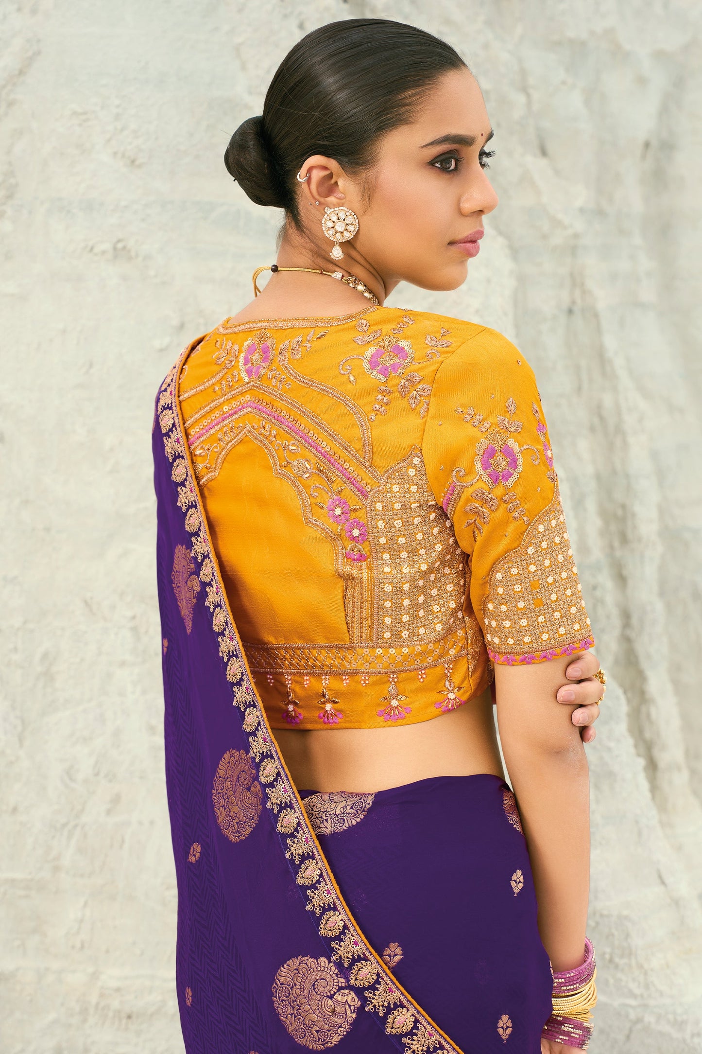 Purple Embroidered Organza Viscose Satin Saree-SAR10819_4_SareeButa.com