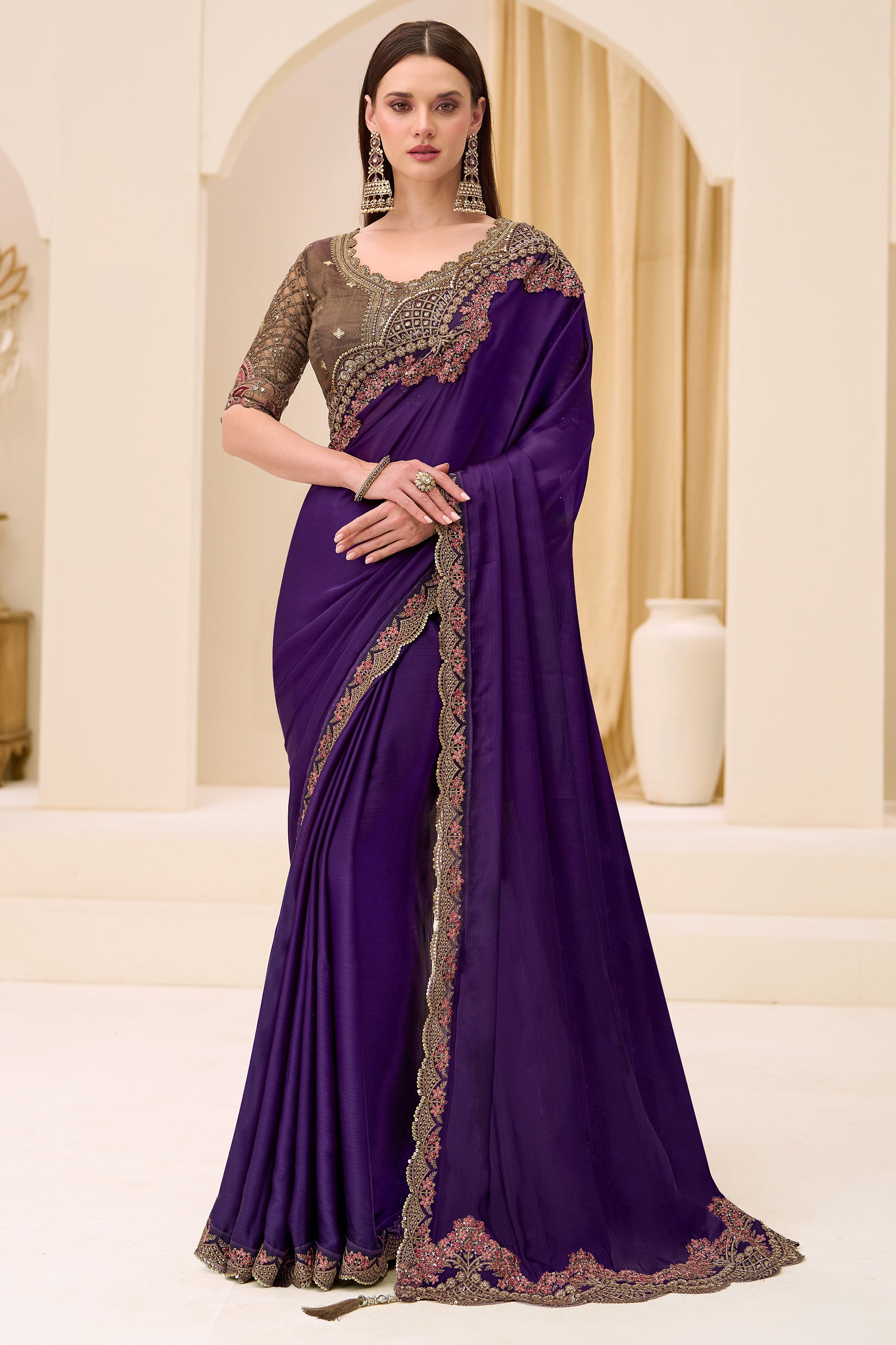 Purple Embroidered Satin Chiffon Saree-SAR12448_1_SareeButa.com