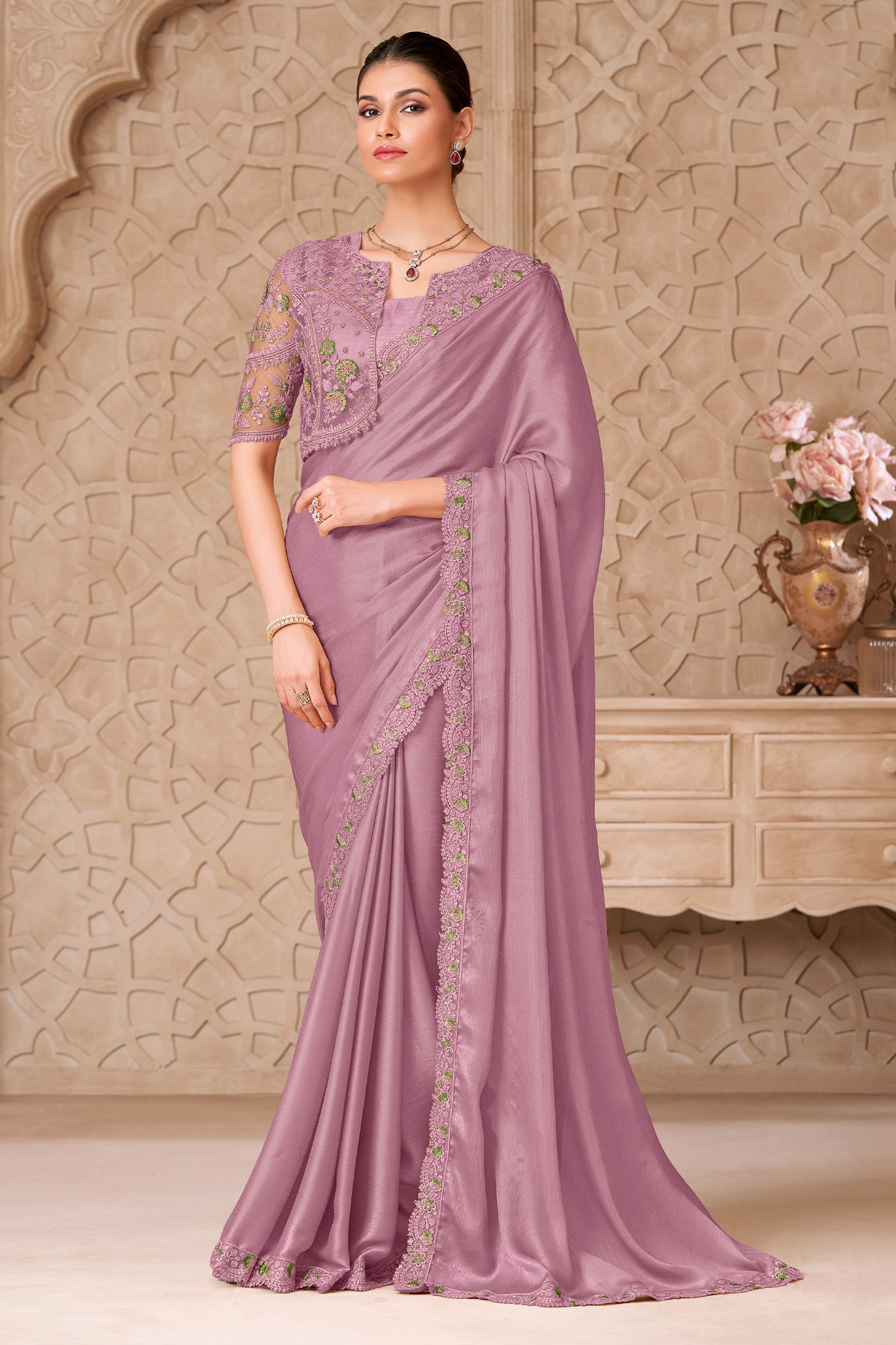 Purple Embroidered Satin Georgette Saree-SAR12465_1_SareeButa.com