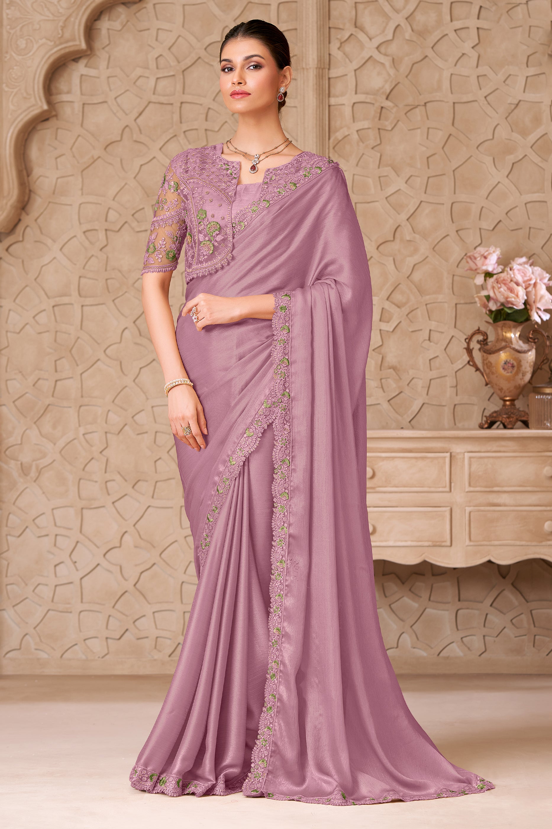 Purple Embroidered Satin Georgette Saree-SAR12465_1_SareeButa.com