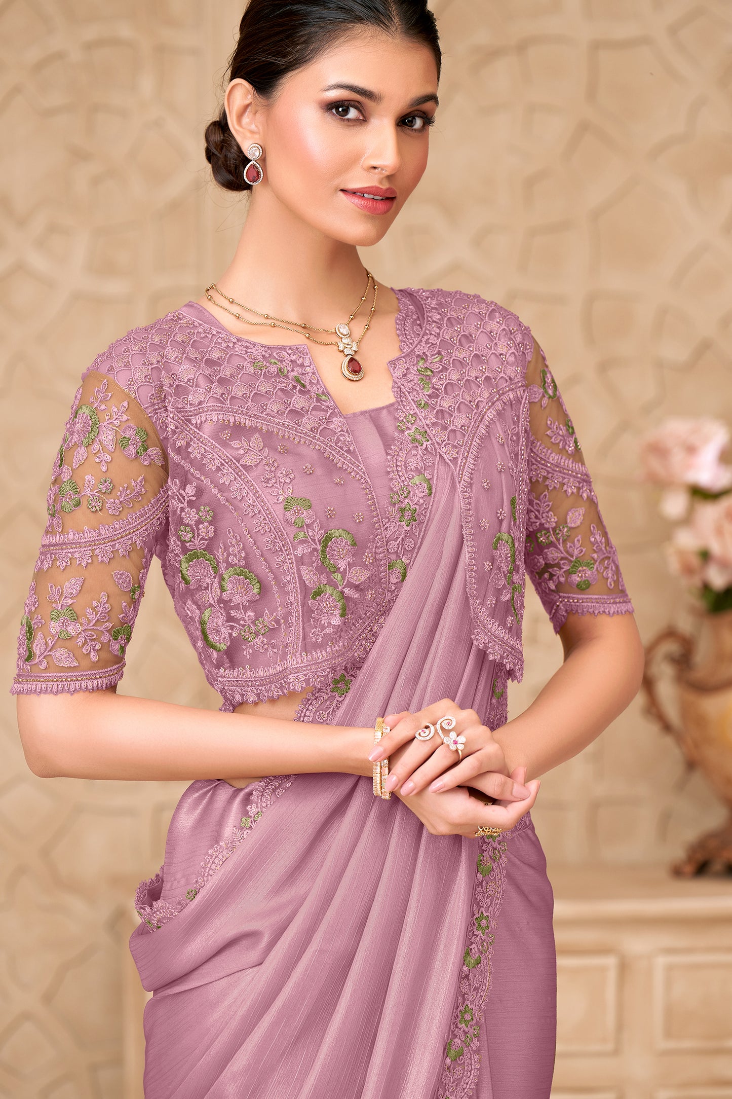 Purple Embroidered Satin Georgette Saree-SAR12465_2_SareeButa.com
