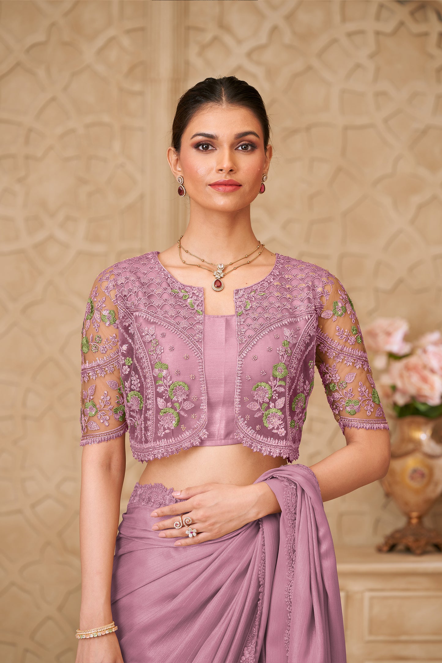 Purple Embroidered Satin Georgette Saree-SAR12465_4_SareeButa.com