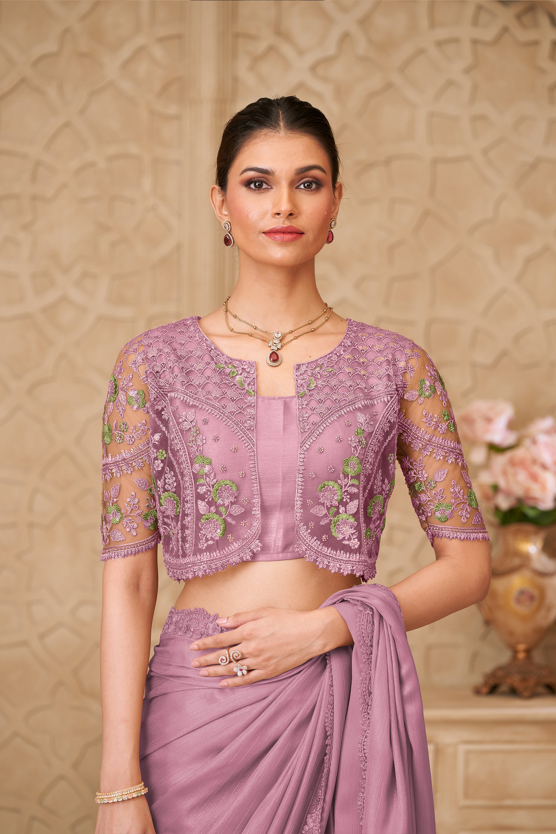Purple Embroidered Satin Georgette Saree-SAR12465_4_SareeButa.com