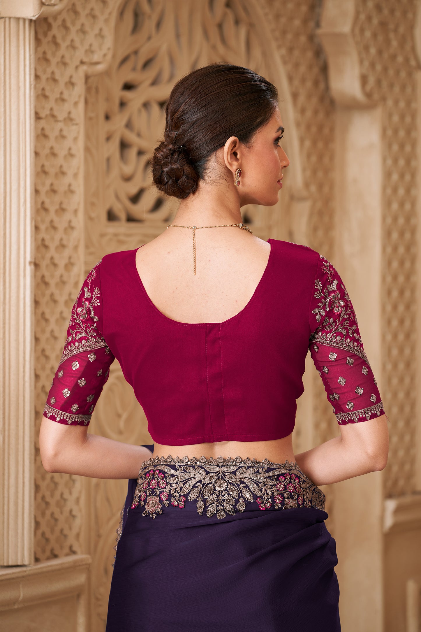 Purple Embroidered Satin Georgette Saree-SAR12483_4_SareeButa.com