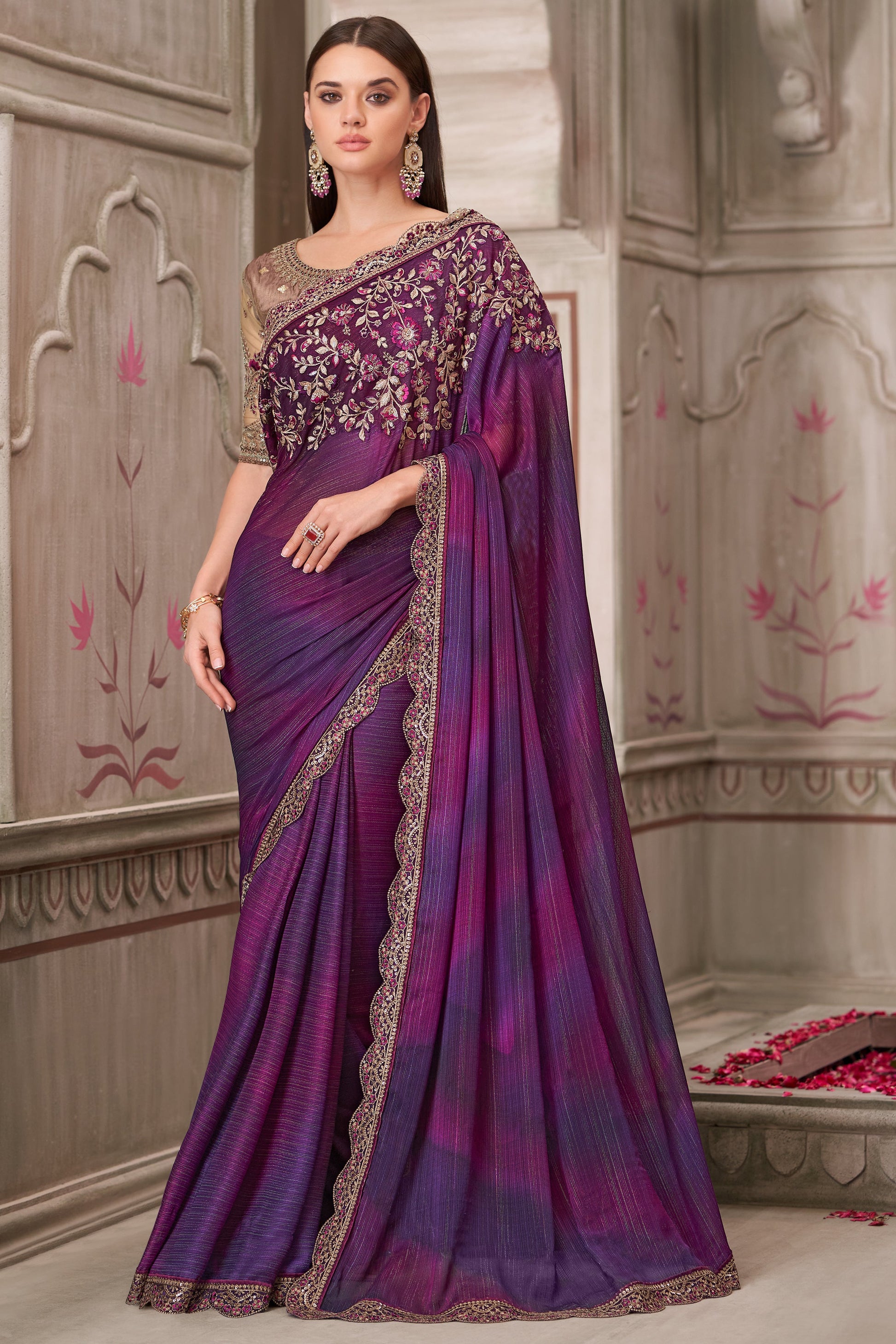 Purple Embroidered Satin Georgette Saree-ZB134564_1_SareeButa.com