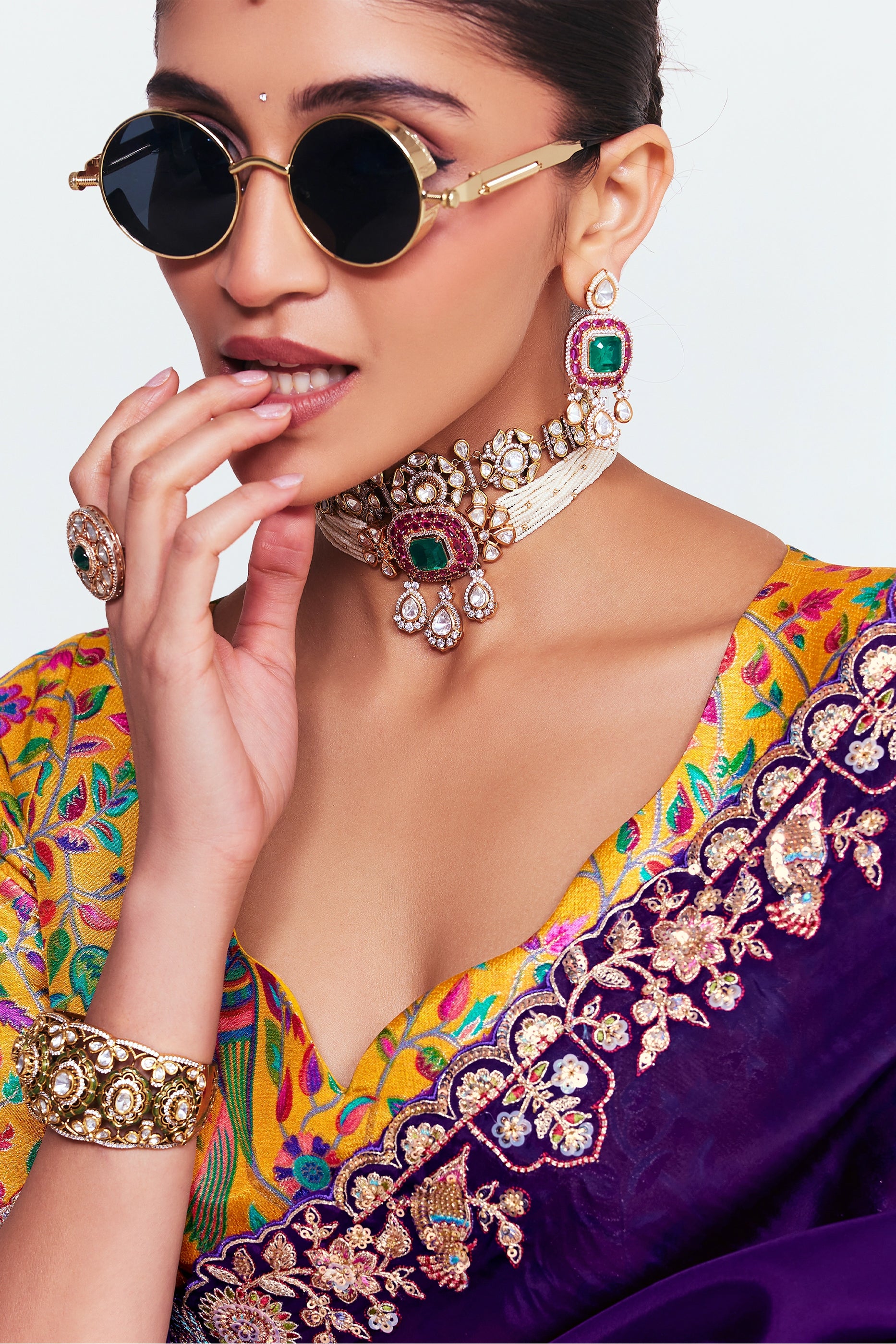 Purple Embroidered Satin Organza Saree-SAR12244_2_SareeButa.com