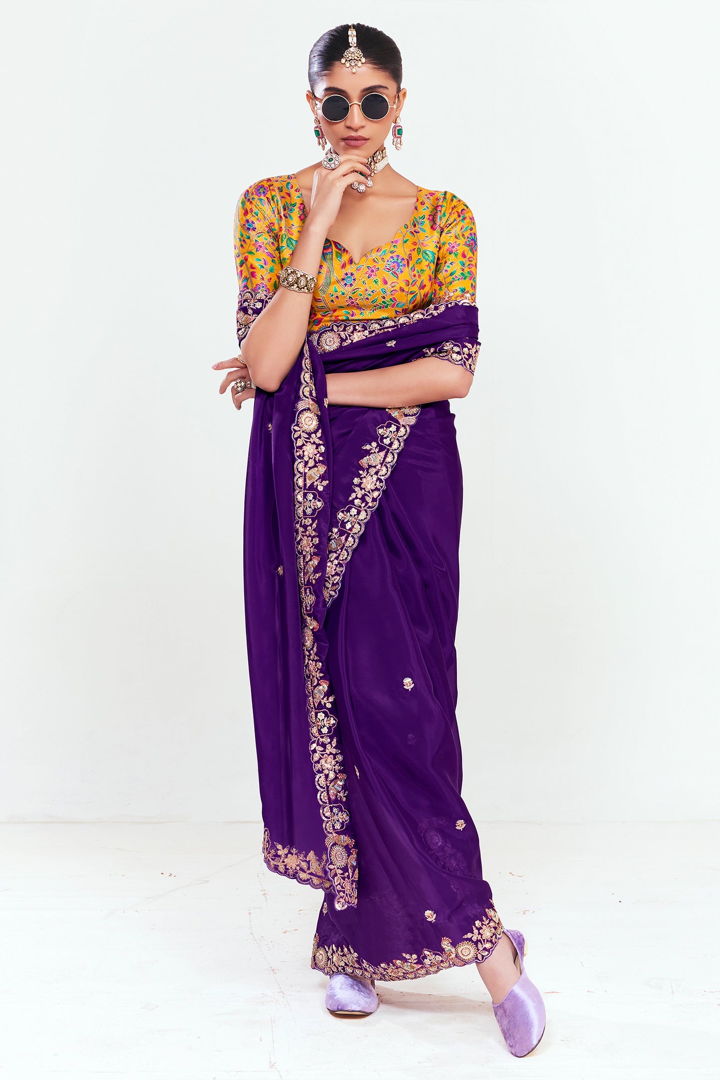 Purple Embroidered Satin Organza Saree-SAR12244_4_SareeButa.com