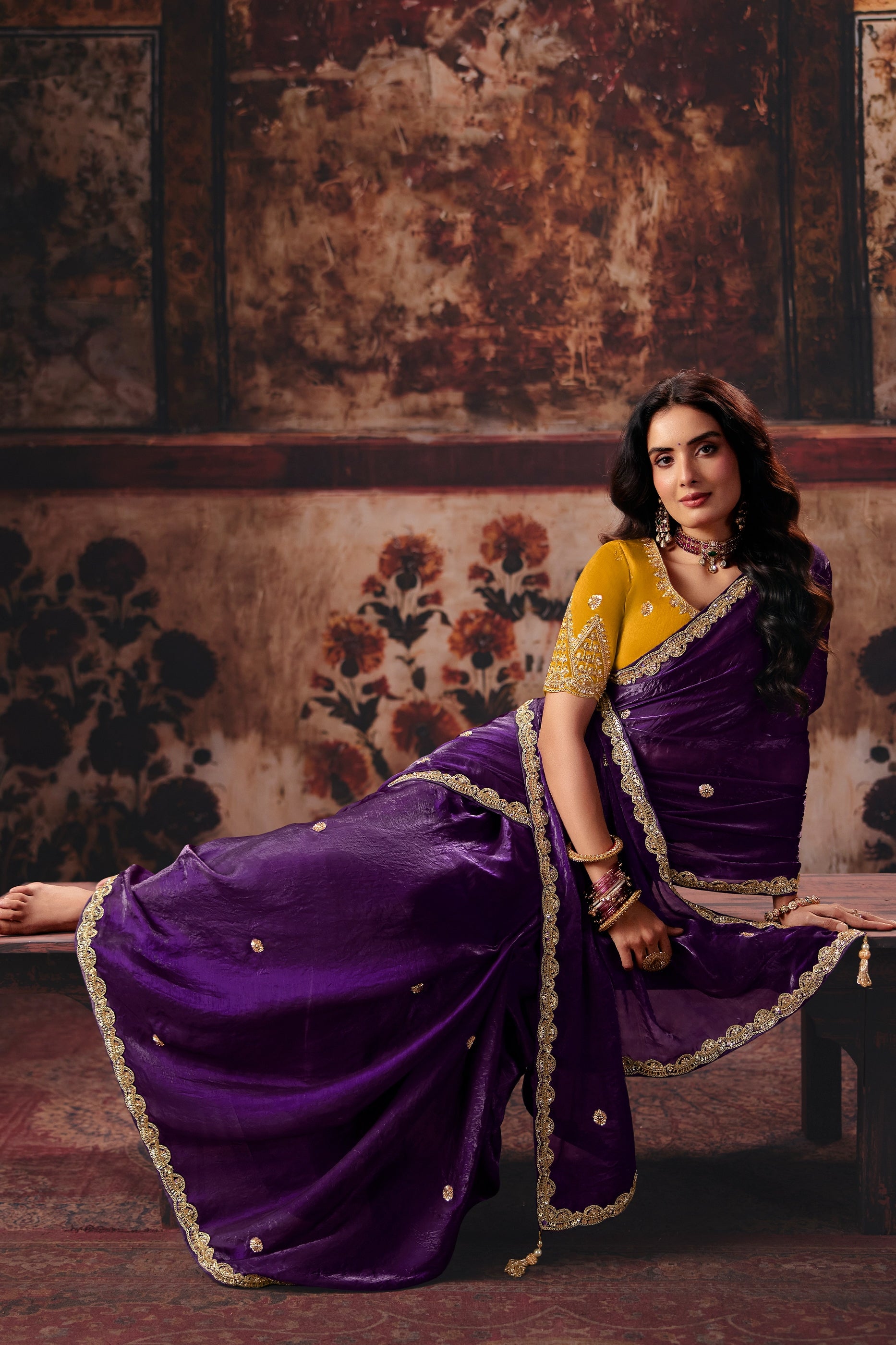 Purple Embroidered Satin Saree-SAR13201_2_SareeButa.com