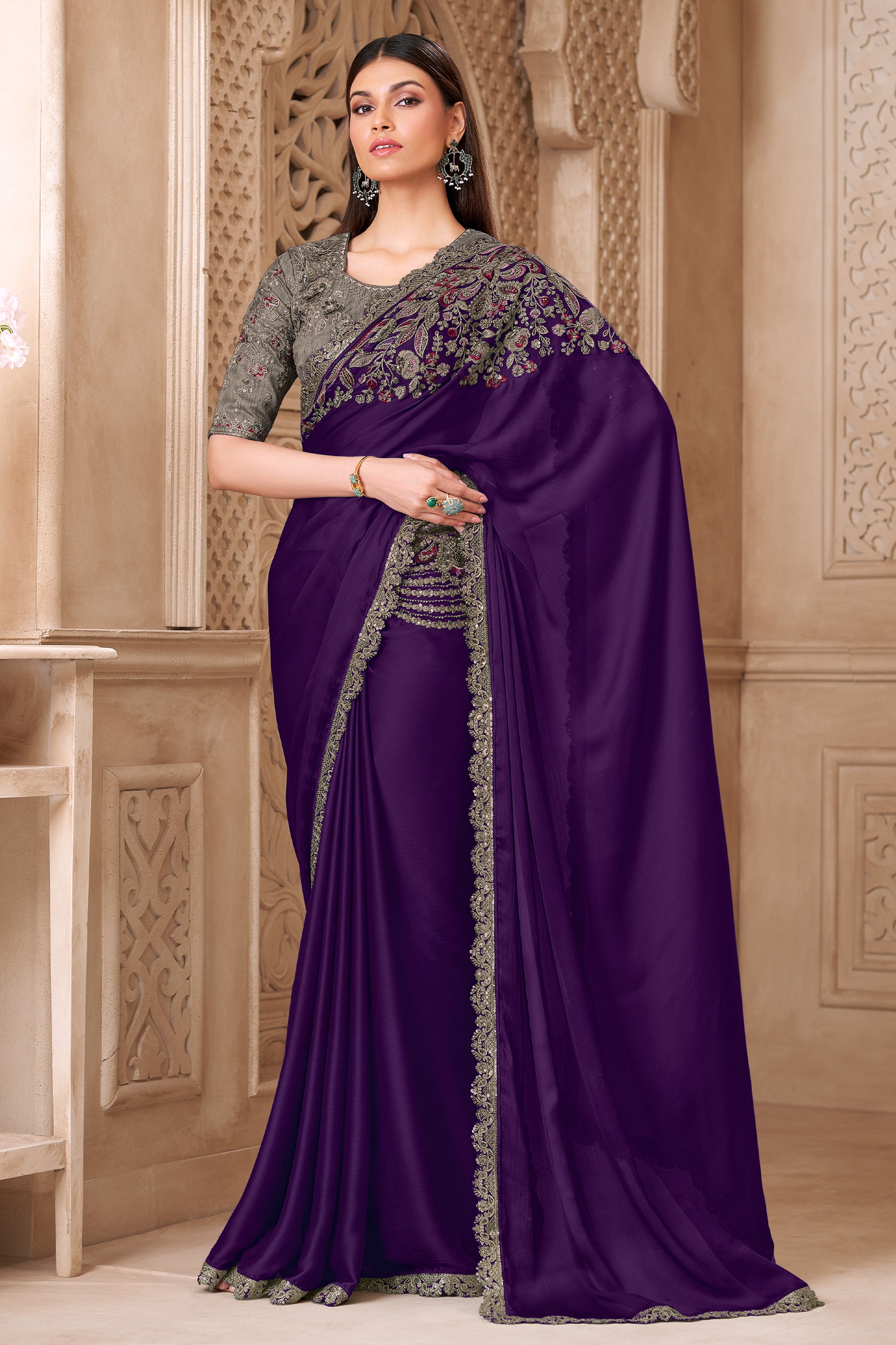 Purple Embroidered Satin Silk Saree-SAR12454_1_SareeButa.com