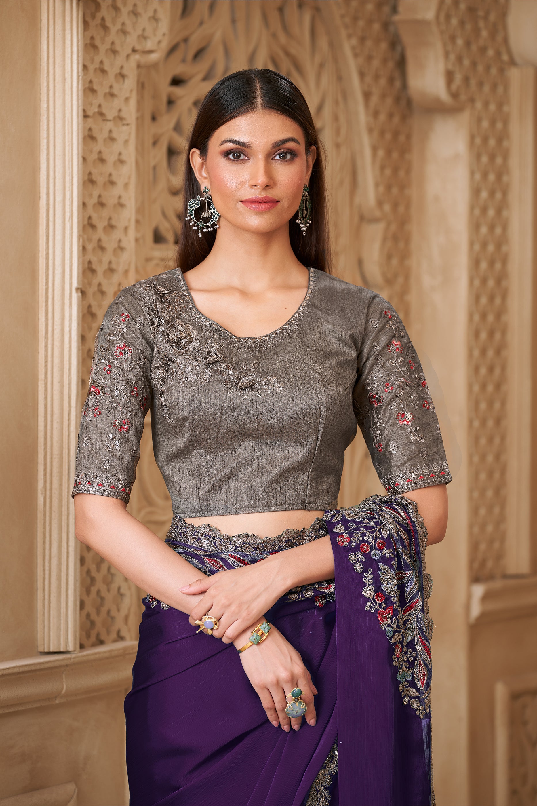 Purple Embroidered Satin Silk Saree-SAR12454_4_SareeButa.com