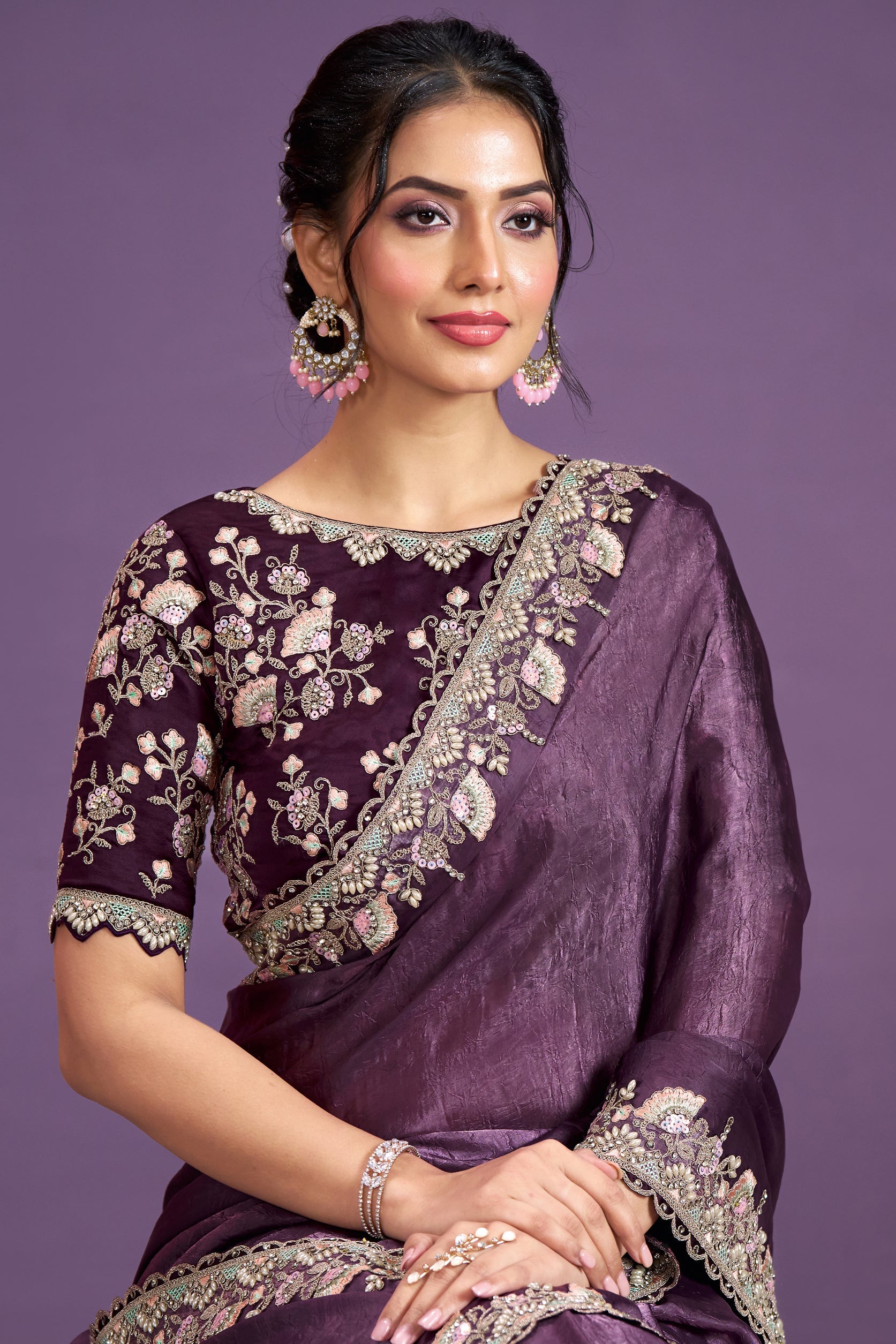 Purple Embroidered Satin Silk Saree-ZB133351_2_SareeButa.com