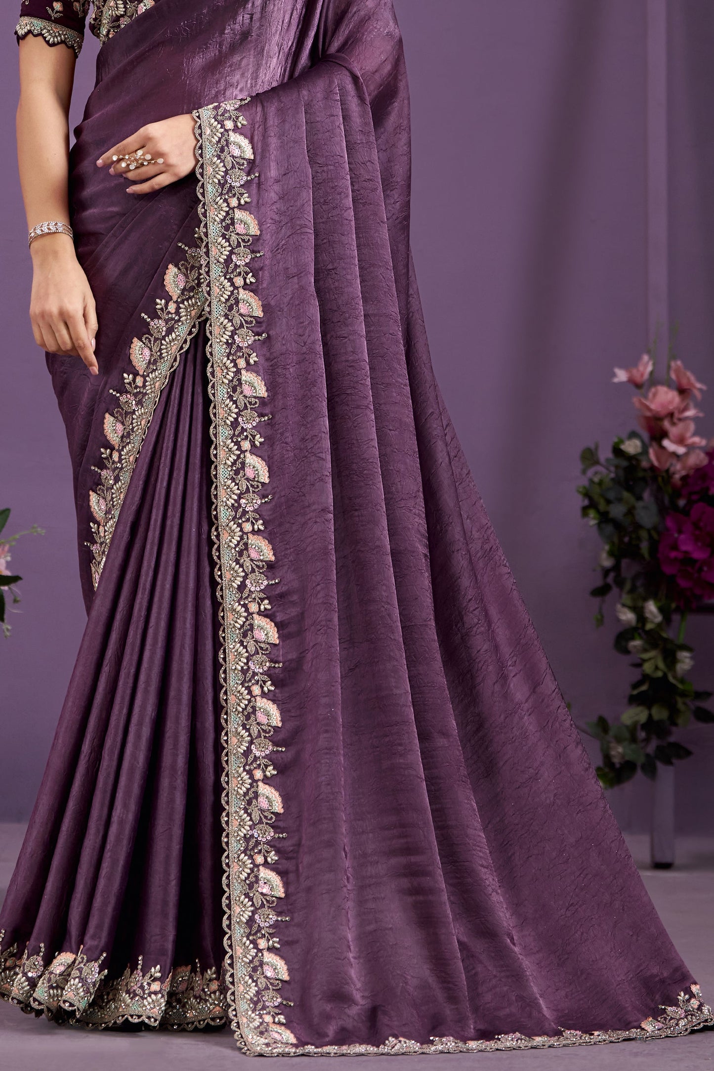 Purple Embroidered Satin Silk Saree-ZB133351_3_SareeButa.com