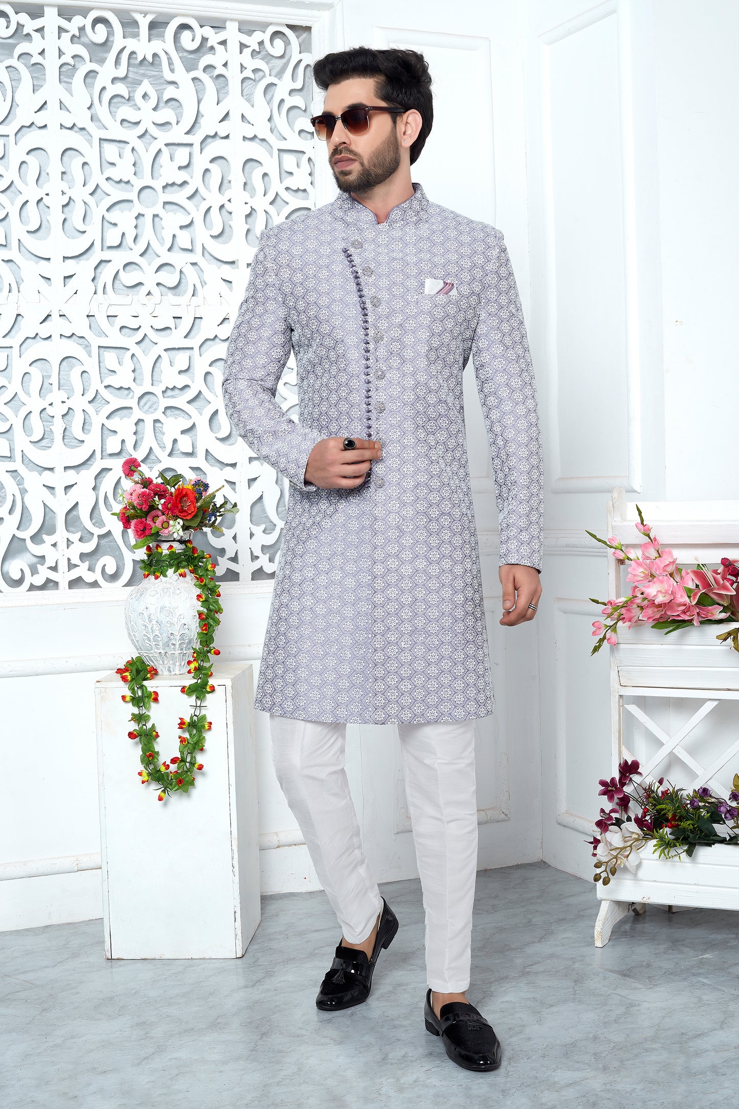Purple Embroidered Silk Kurta Pajama-SAR11431_3_SareeButa.com