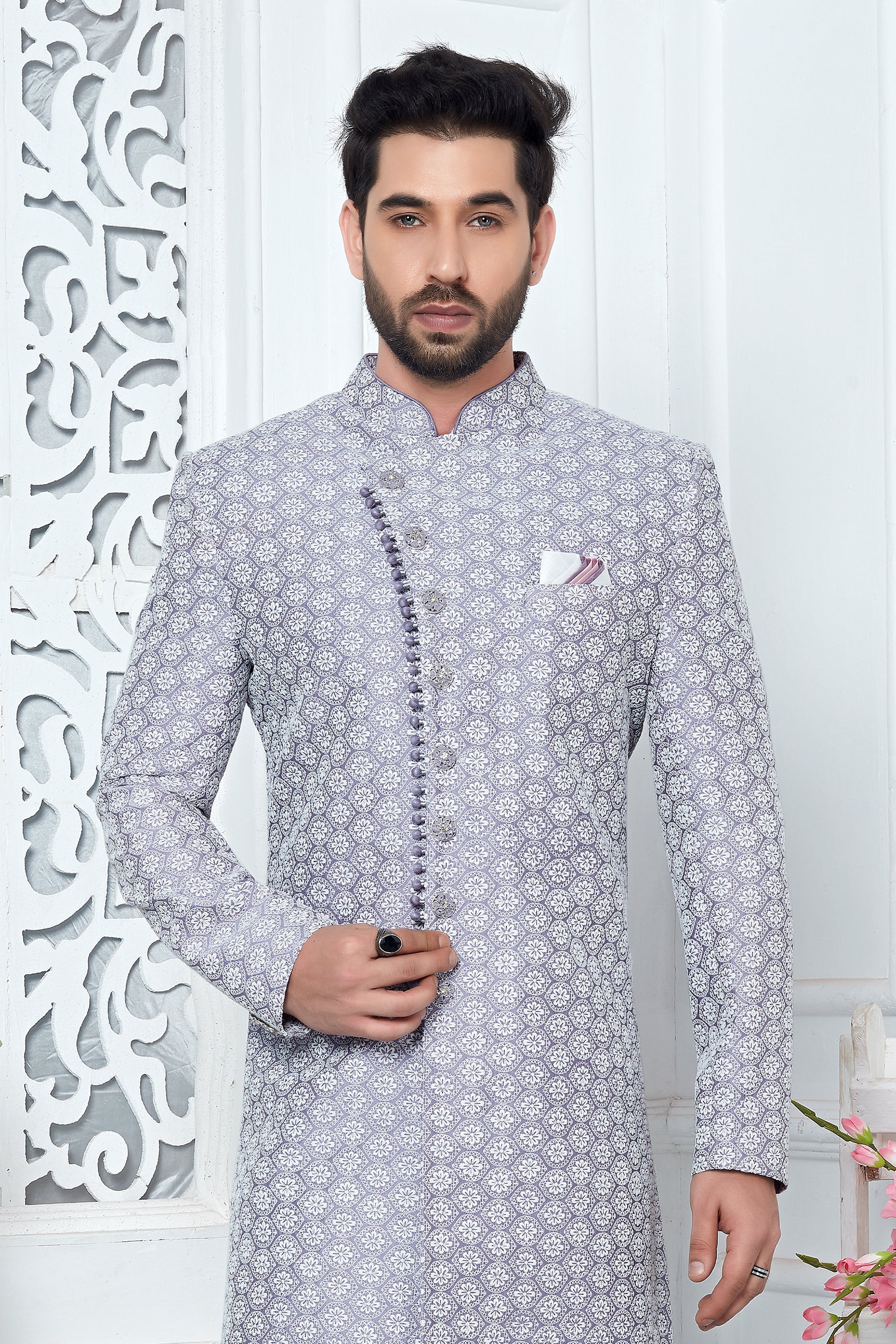 Purple Embroidered Silk Kurta Pajama-SAR11431_4_SareeButa.com